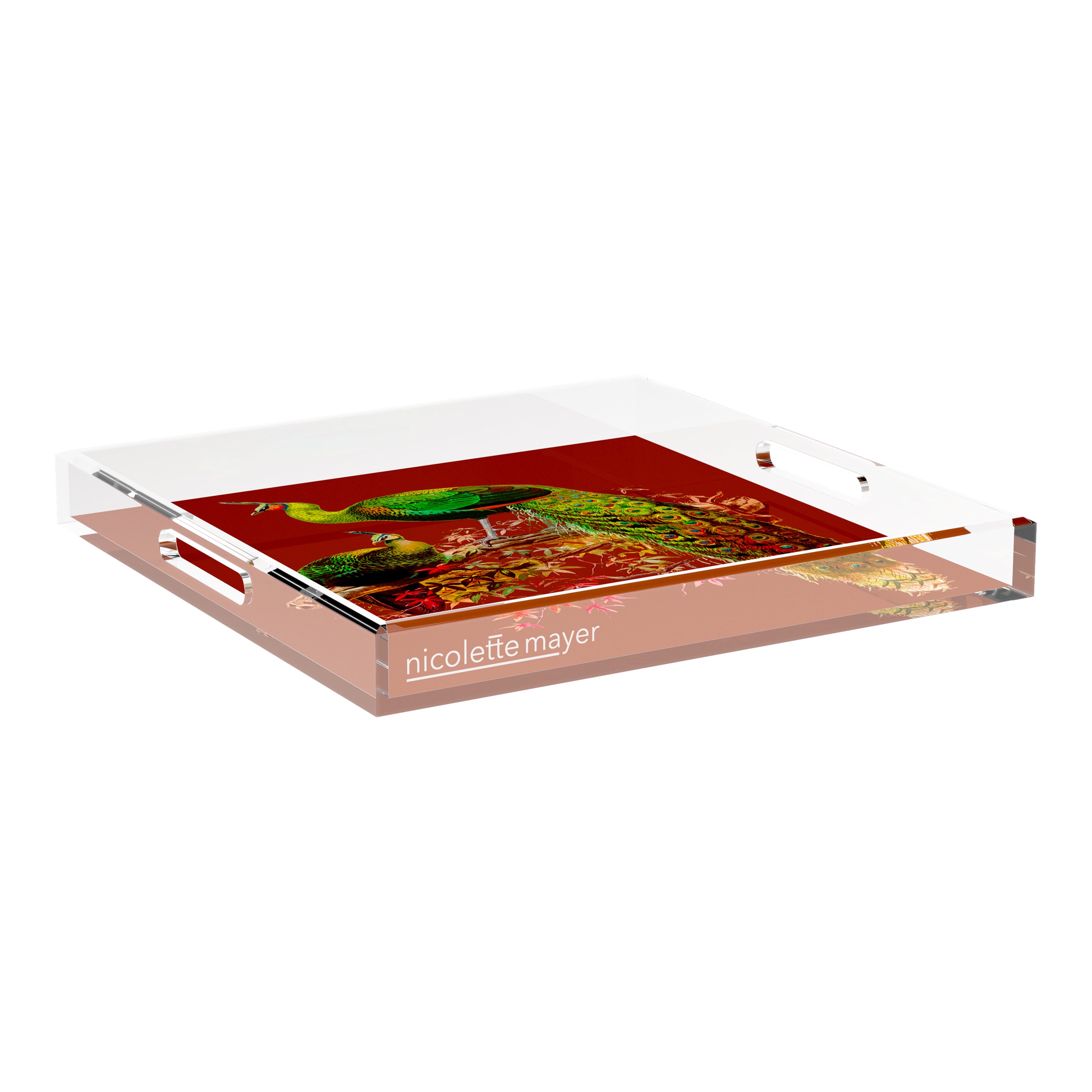 Family Pheasants Rust 18X18 Acrylic Tray - nicolettemayer.com