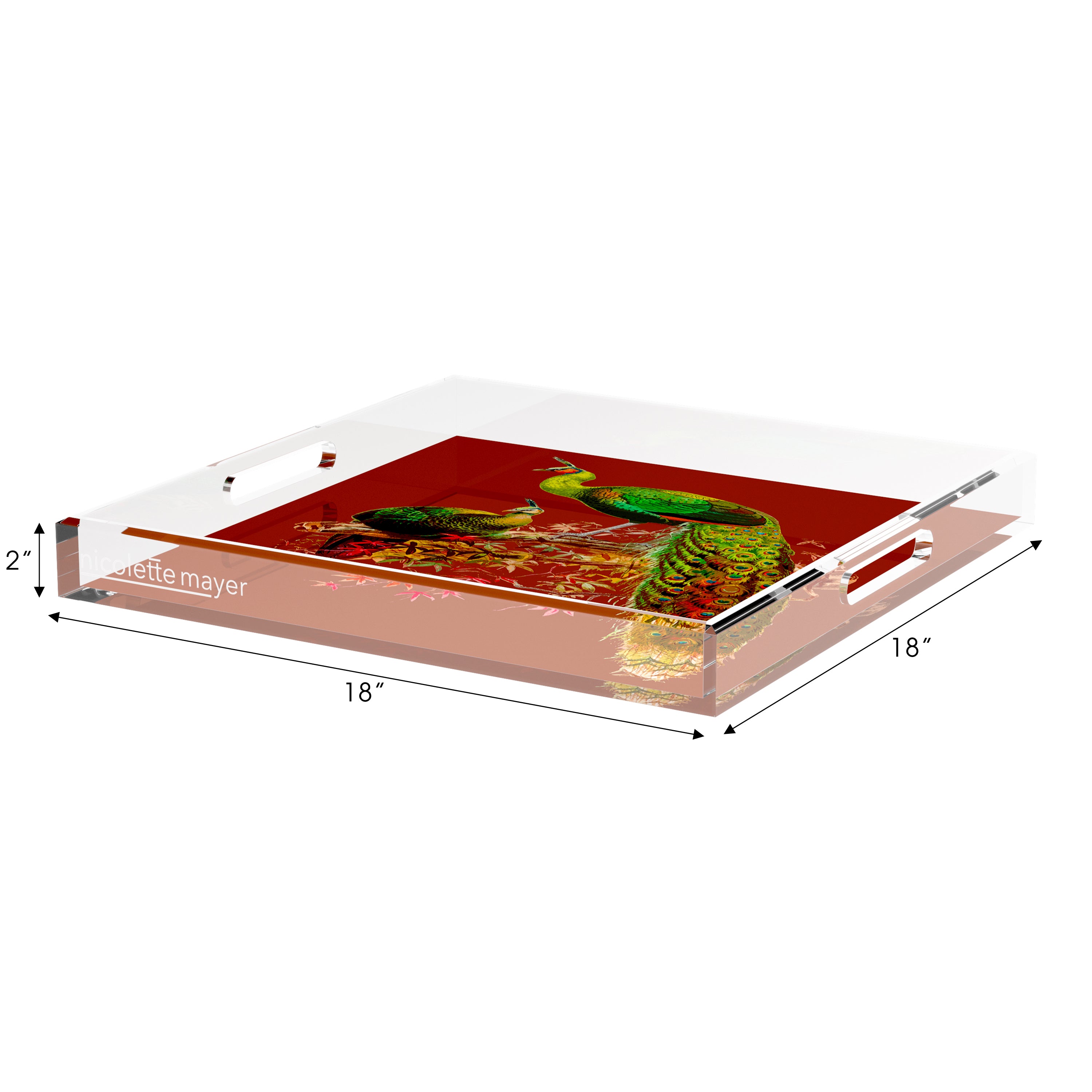 Family Pheasants Rust 18X18 Acrylic Tray - nicolettemayer.com