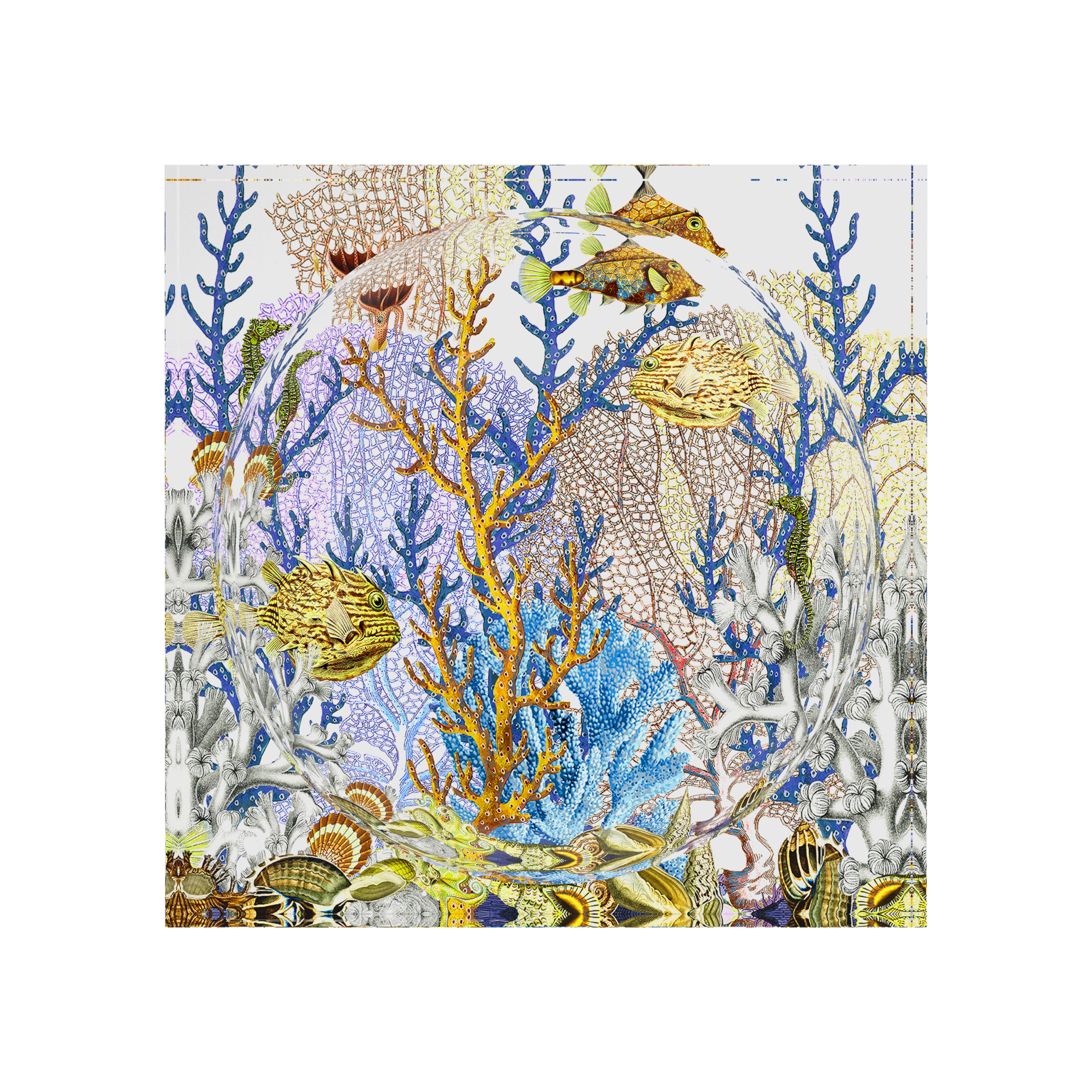 Fan Coral Reef Blue Gold Acrylic Candy Catchall Dish