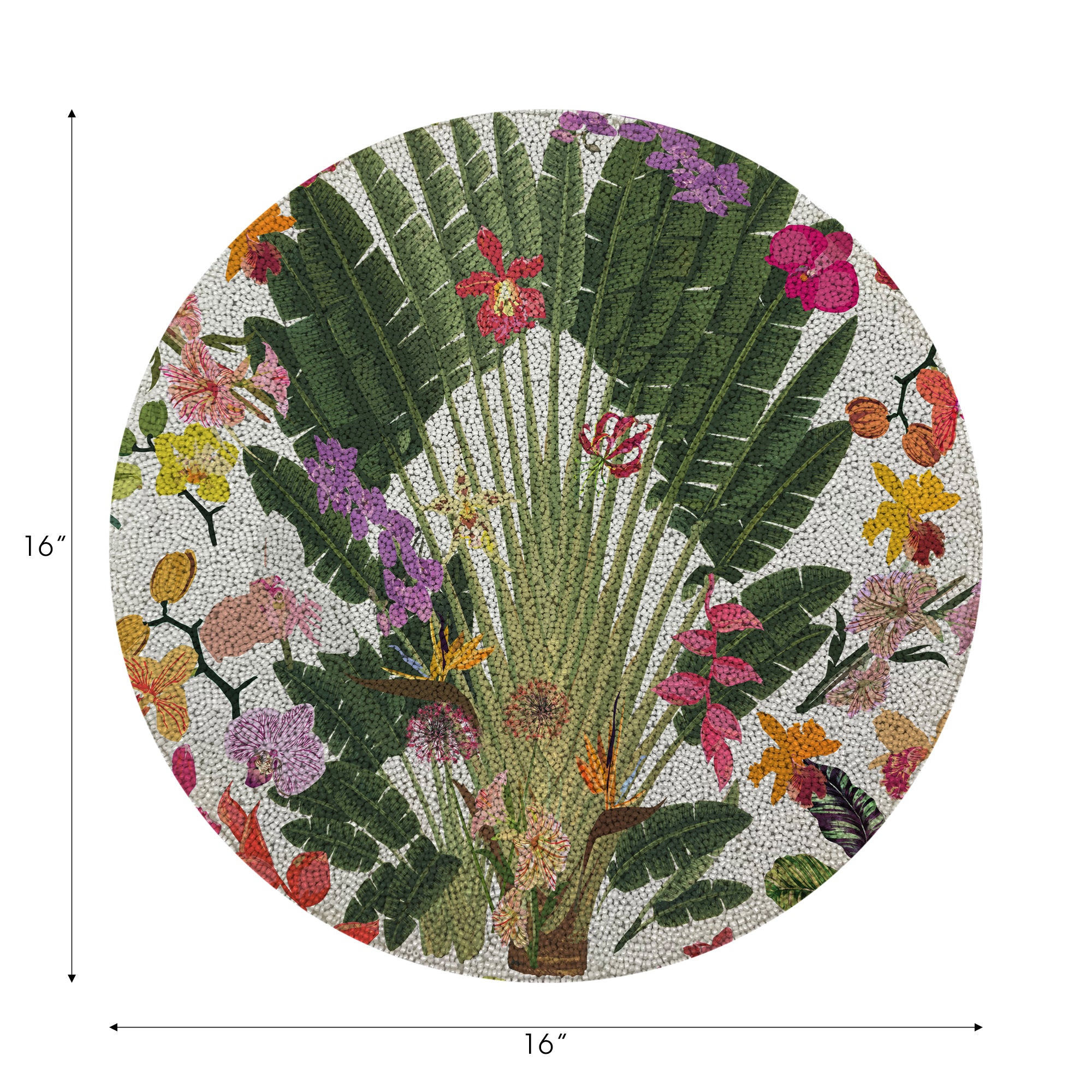 Fantasy Tropical White Round Beaded Placemat Smooth