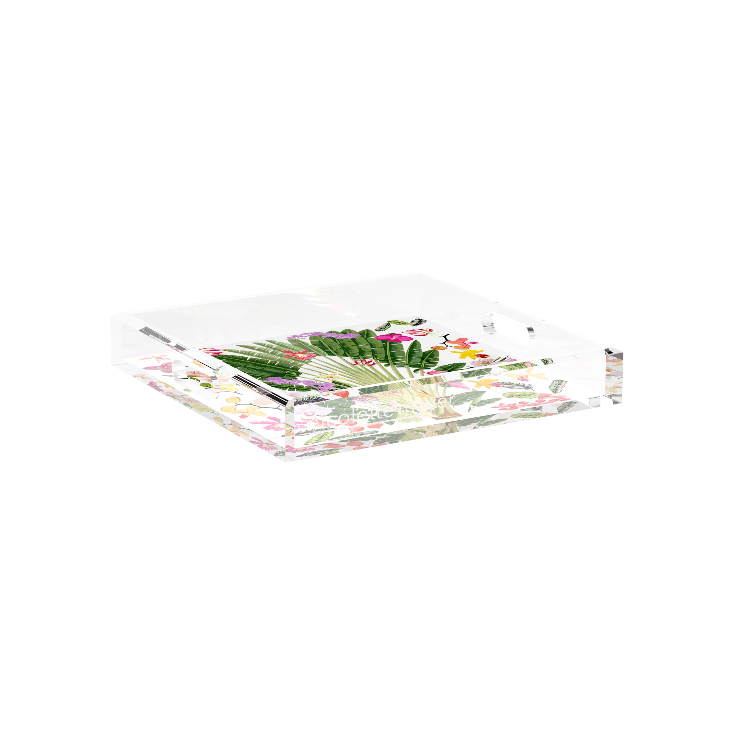 Fantasy Tropical White 12X12 Acrylic Tray - nicolettemayer.com