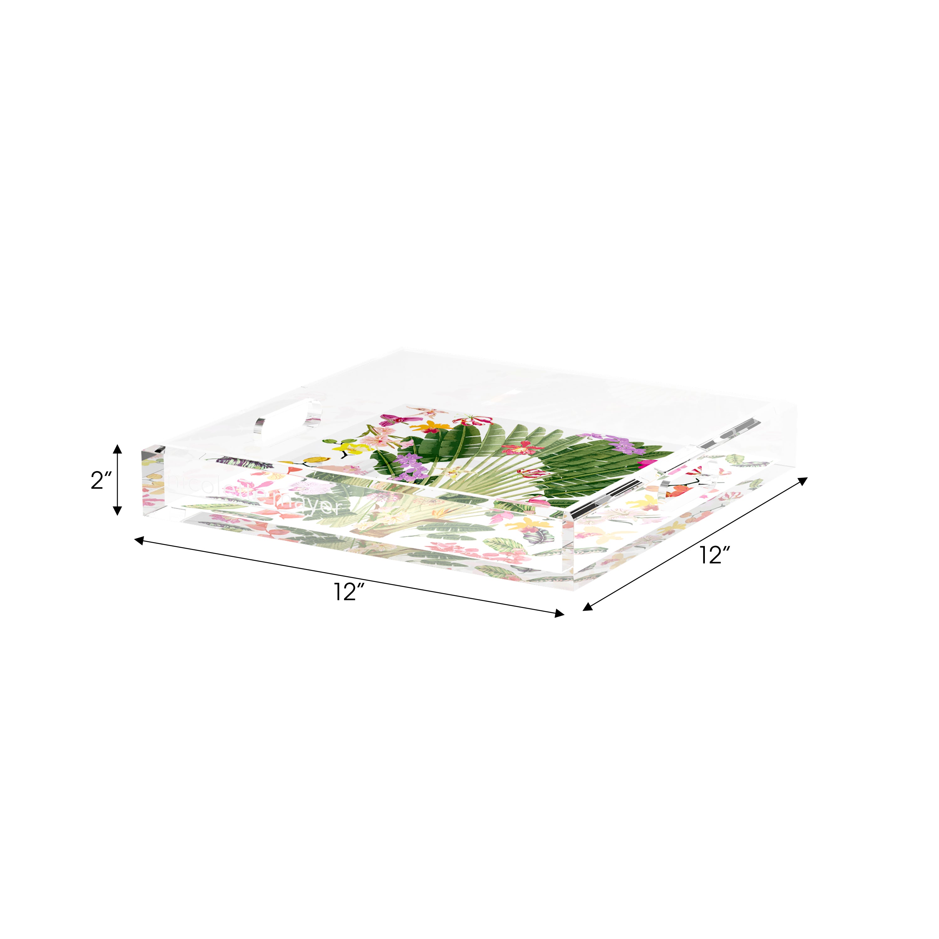 Fantasy Tropical White 12X12 Acrylic Tray - nicolettemayer.com