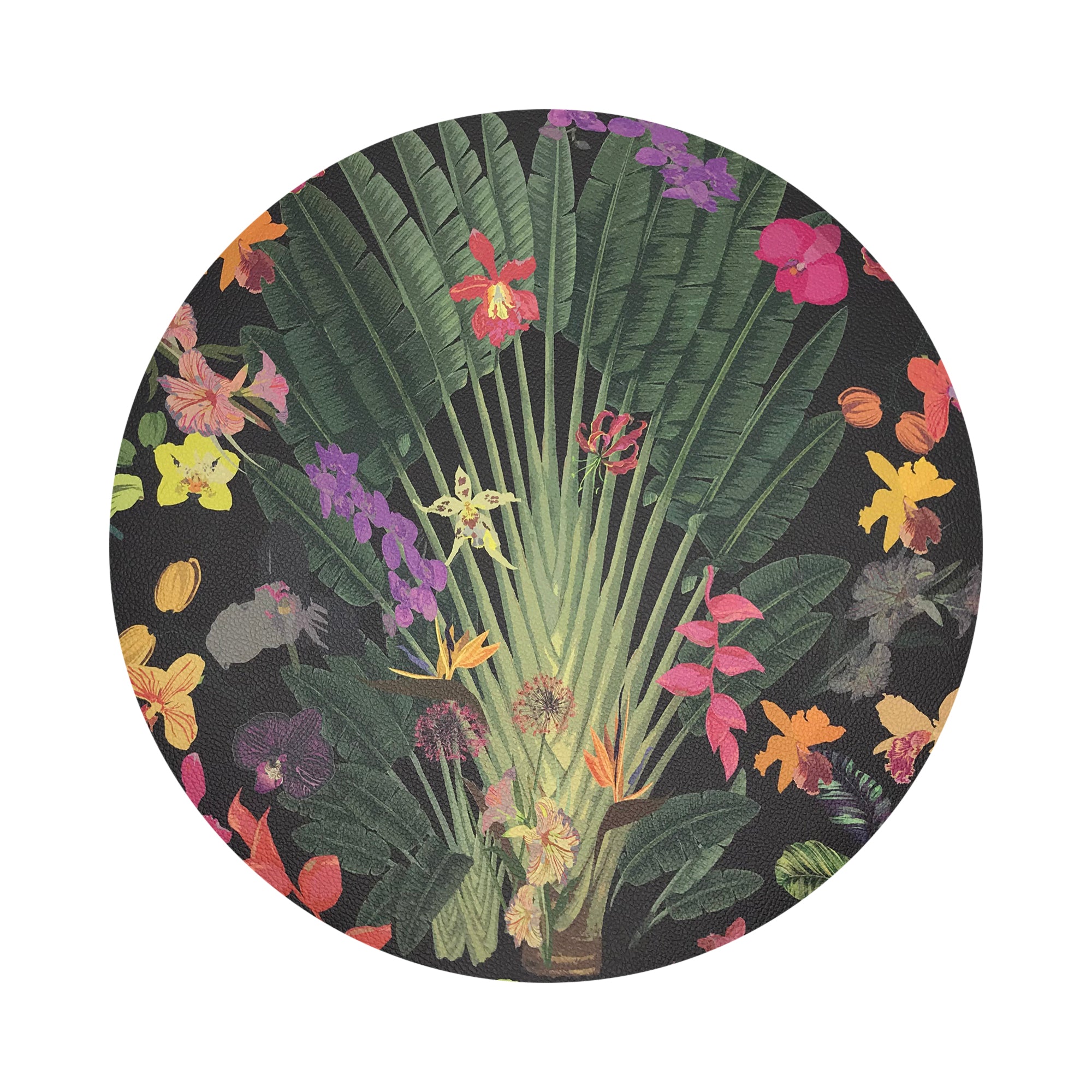 Fantasy Tropical Black 16" Round Pebble Placemats, Set of 4 - nicolettemayer.com