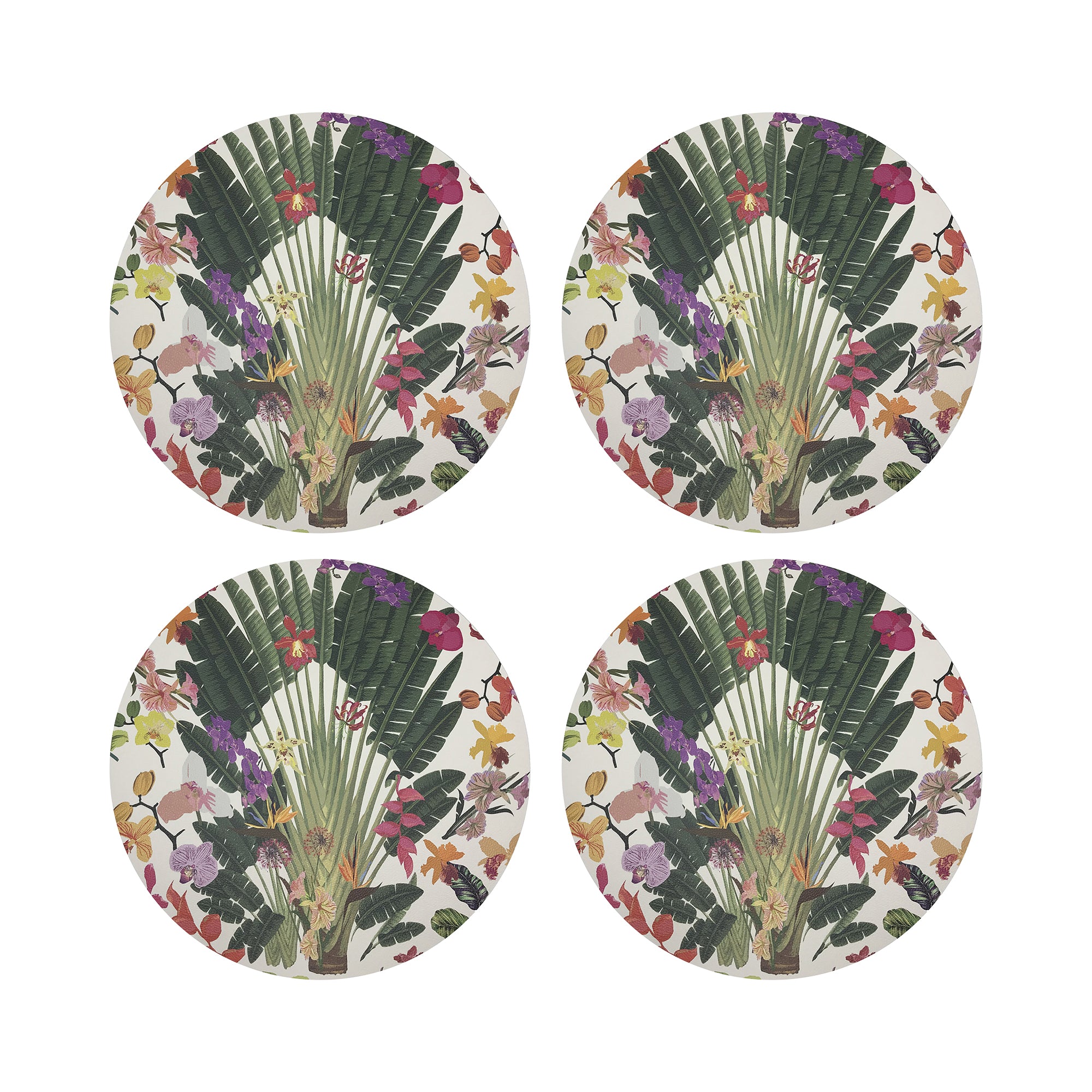 Fantasy Tropical White 16" Round Pebble Placemats, Set of 4 - nicolettemayer.com
