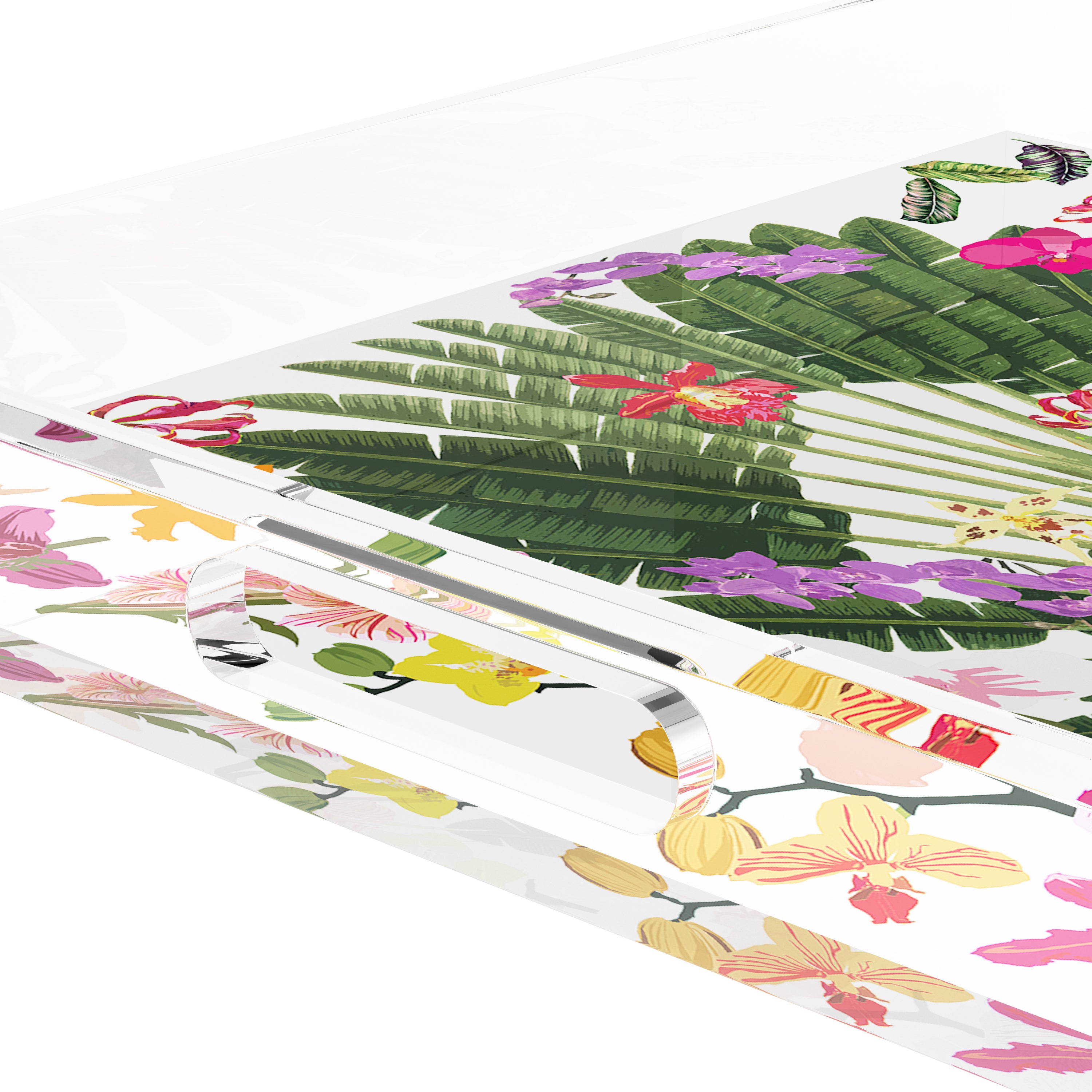 Fantasy Tropical White 18X18 Acrylic Tray - nicolettemayer.com