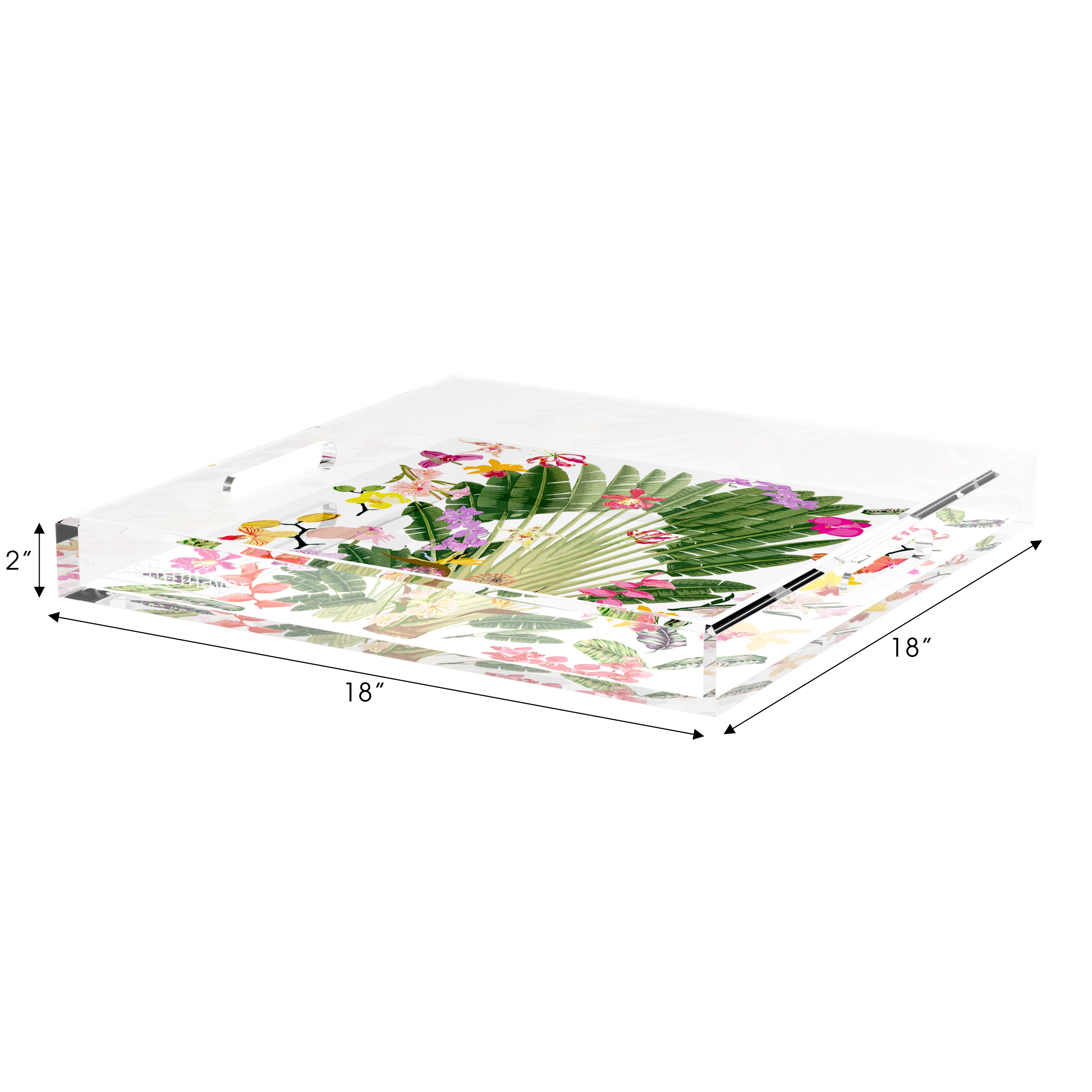 Fantasy Tropical White 18X18 Acrylic Tray - nicolettemayer.com