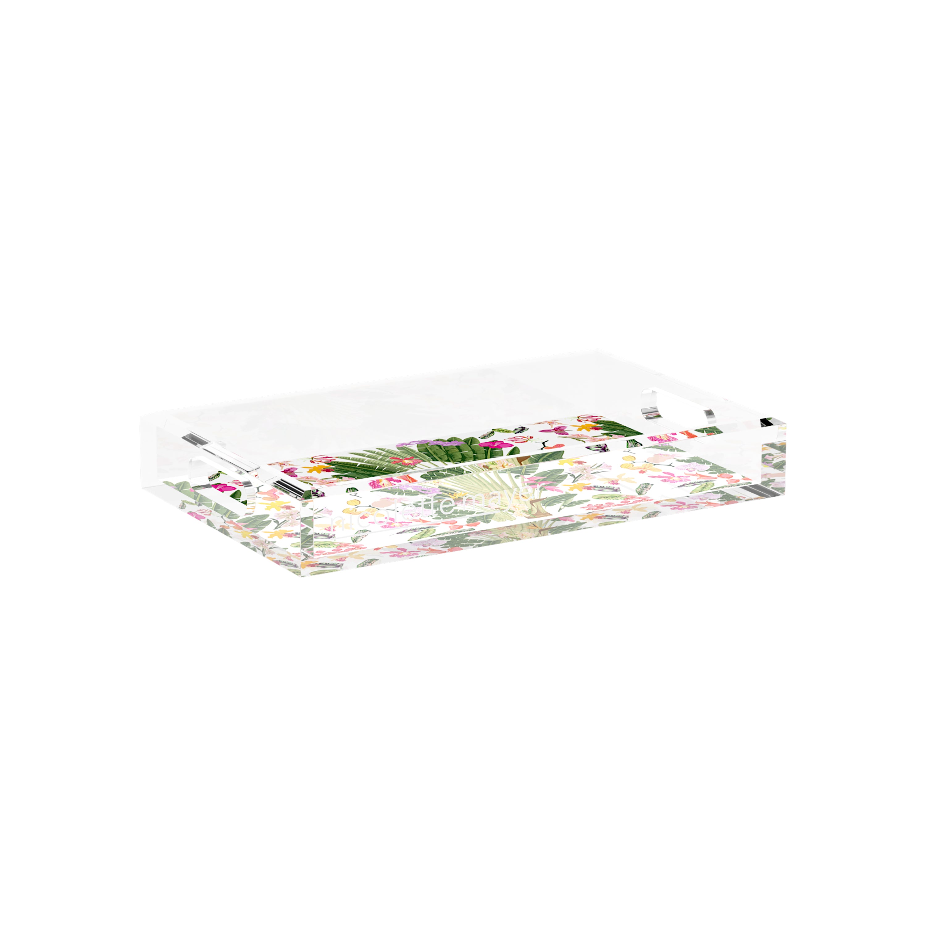 Fantasy Tropical White 12.5X7.75 Acrylic Tray - nicolettemayer.com