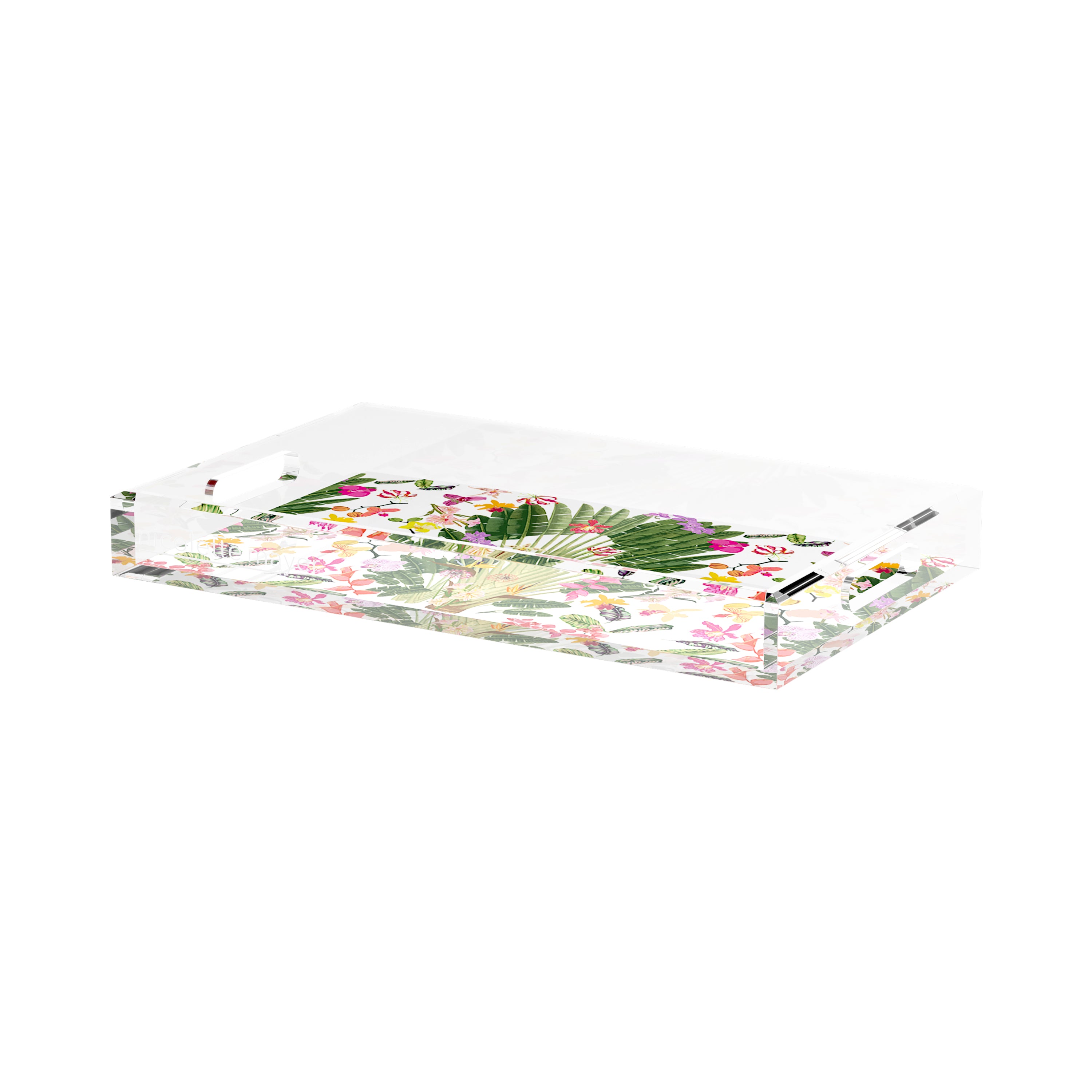 Fantasy Tropical White 17X10.5 Acrylic Tray - nicolettemayer.com