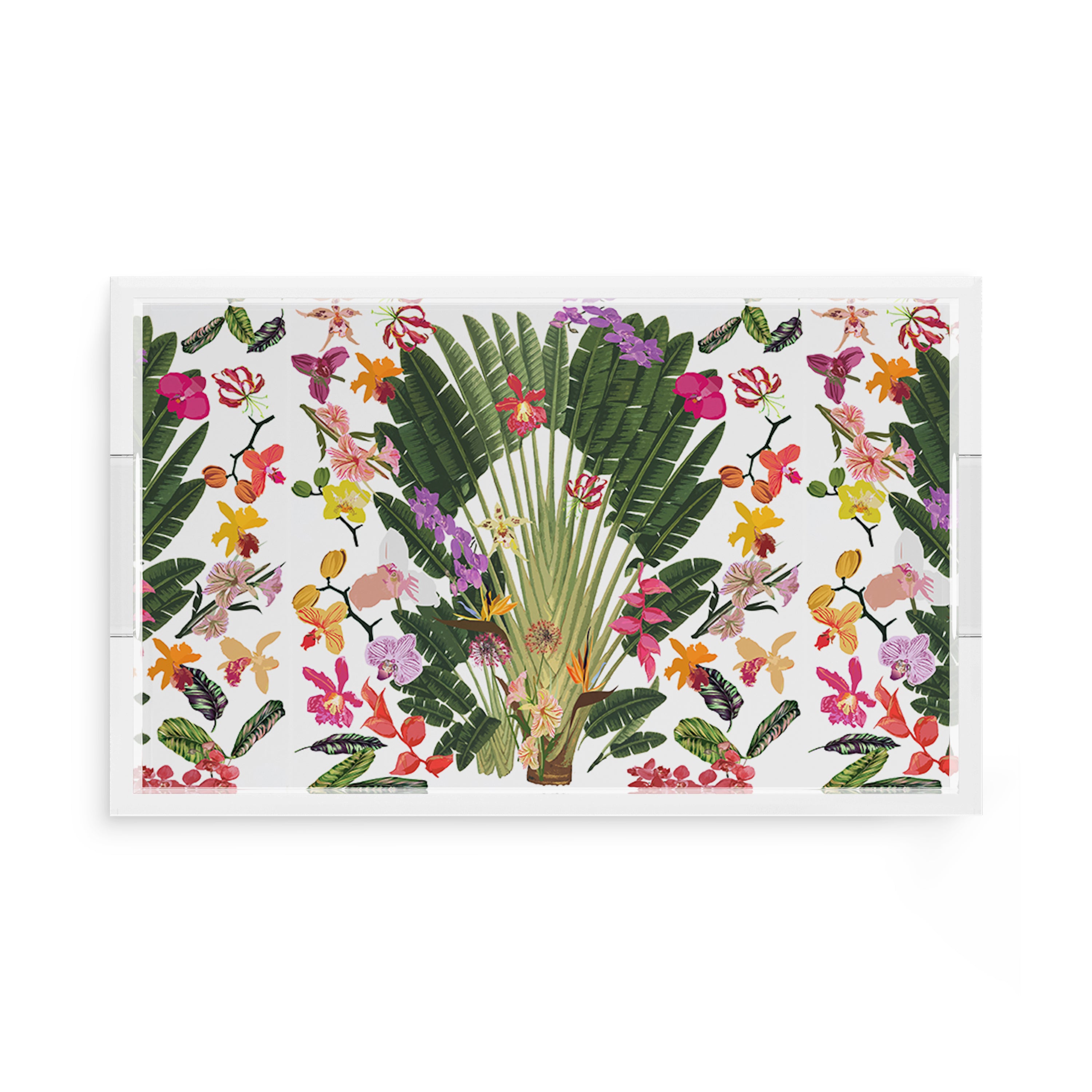 Fantasy Tropical White 17X10.5 Acrylic Tray - nicolettemayer.com