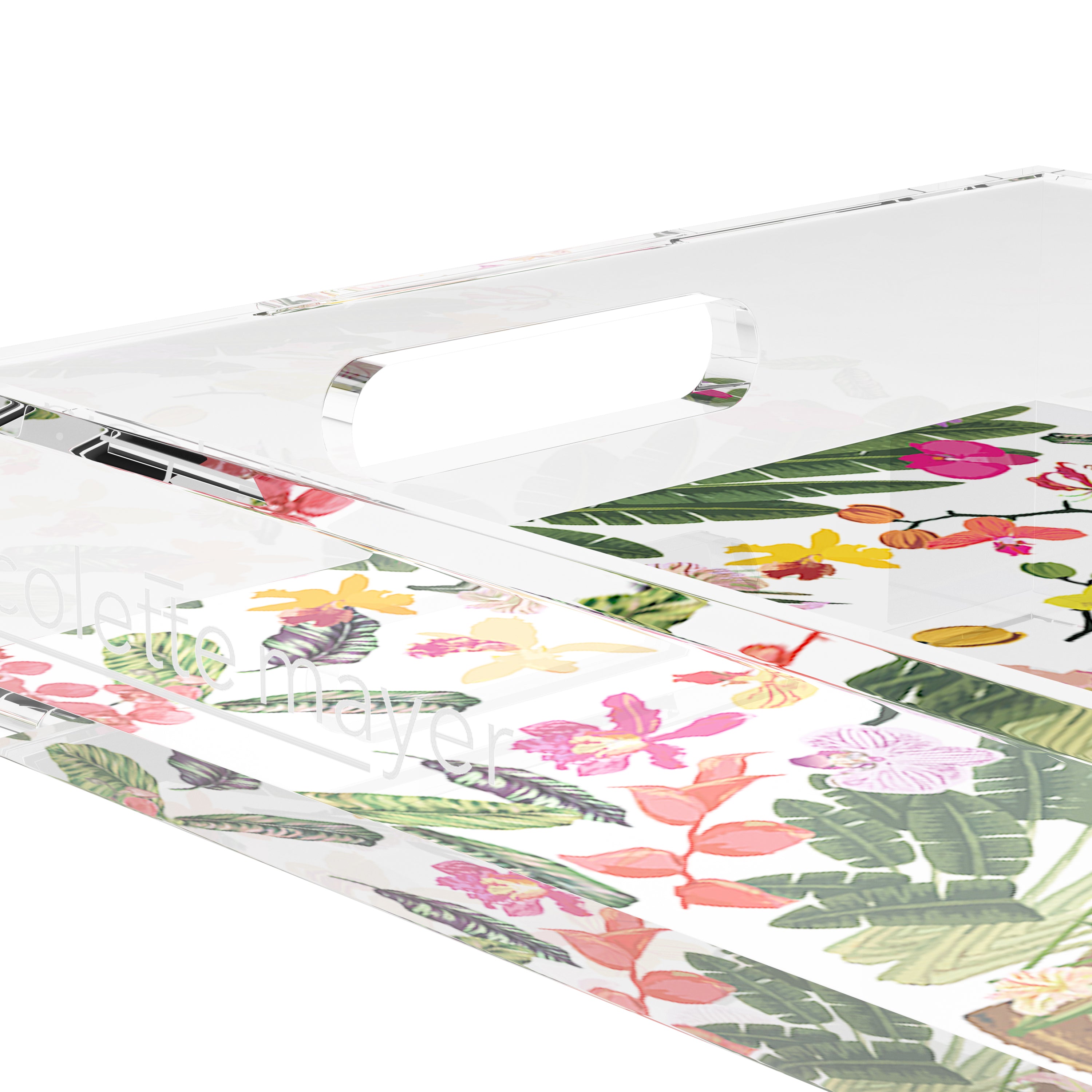 Fantasy Tropical White 17X10.5 Acrylic Tray - nicolettemayer.com