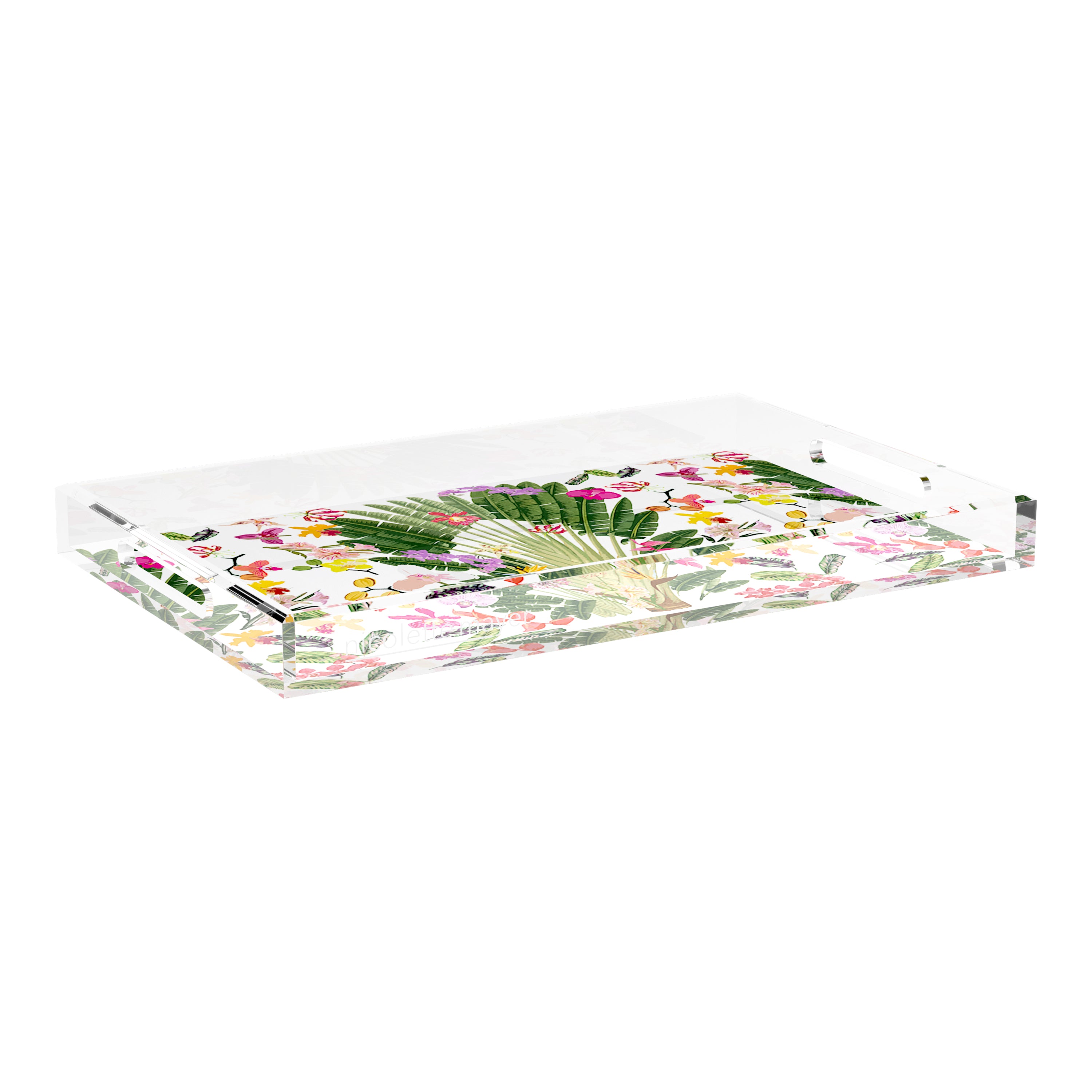 Fantasy Tropical White 22.5X14.5 Acrylic Tray - nicolettemayer.com