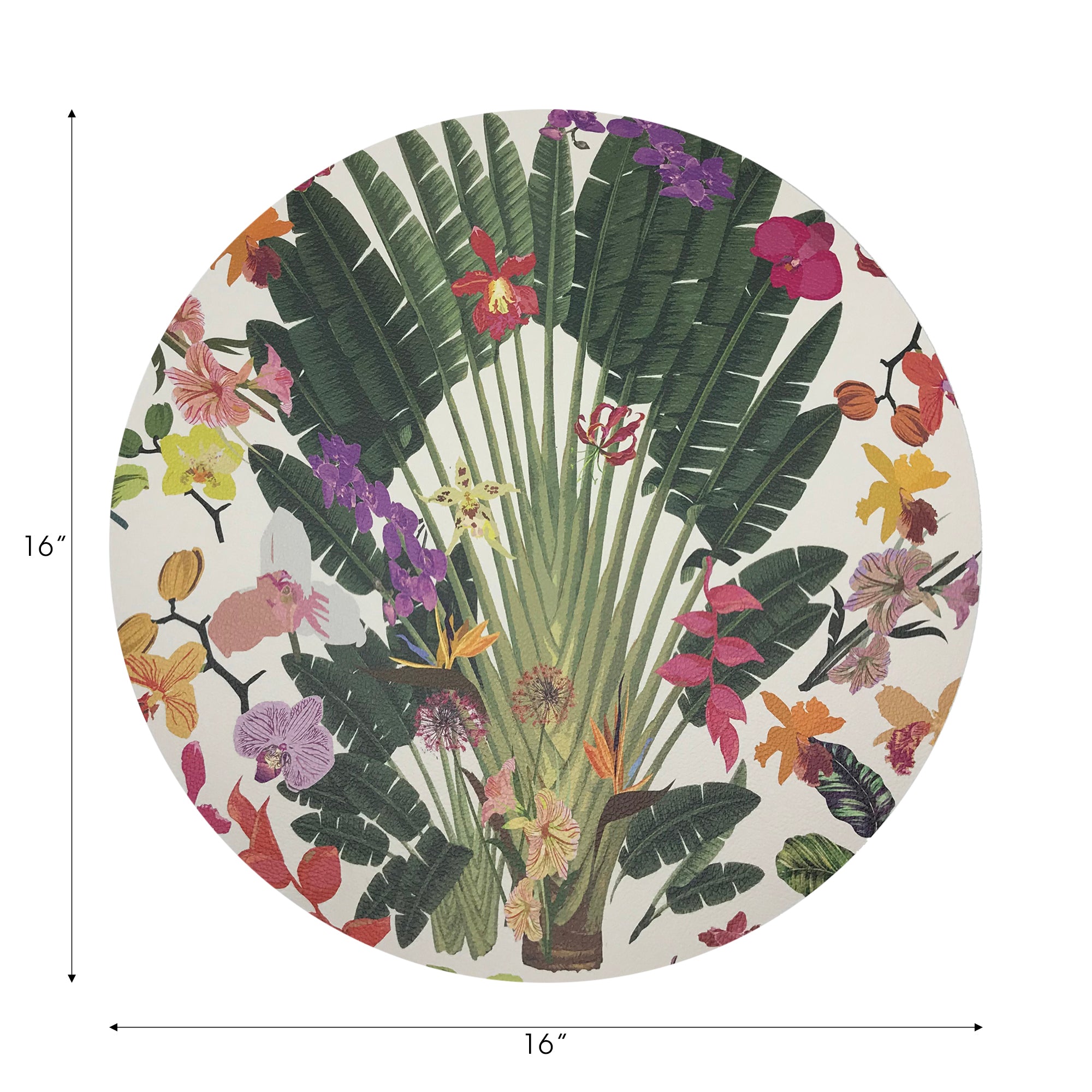 Fantasy Tropical White Round Beaded Placemat Smooth