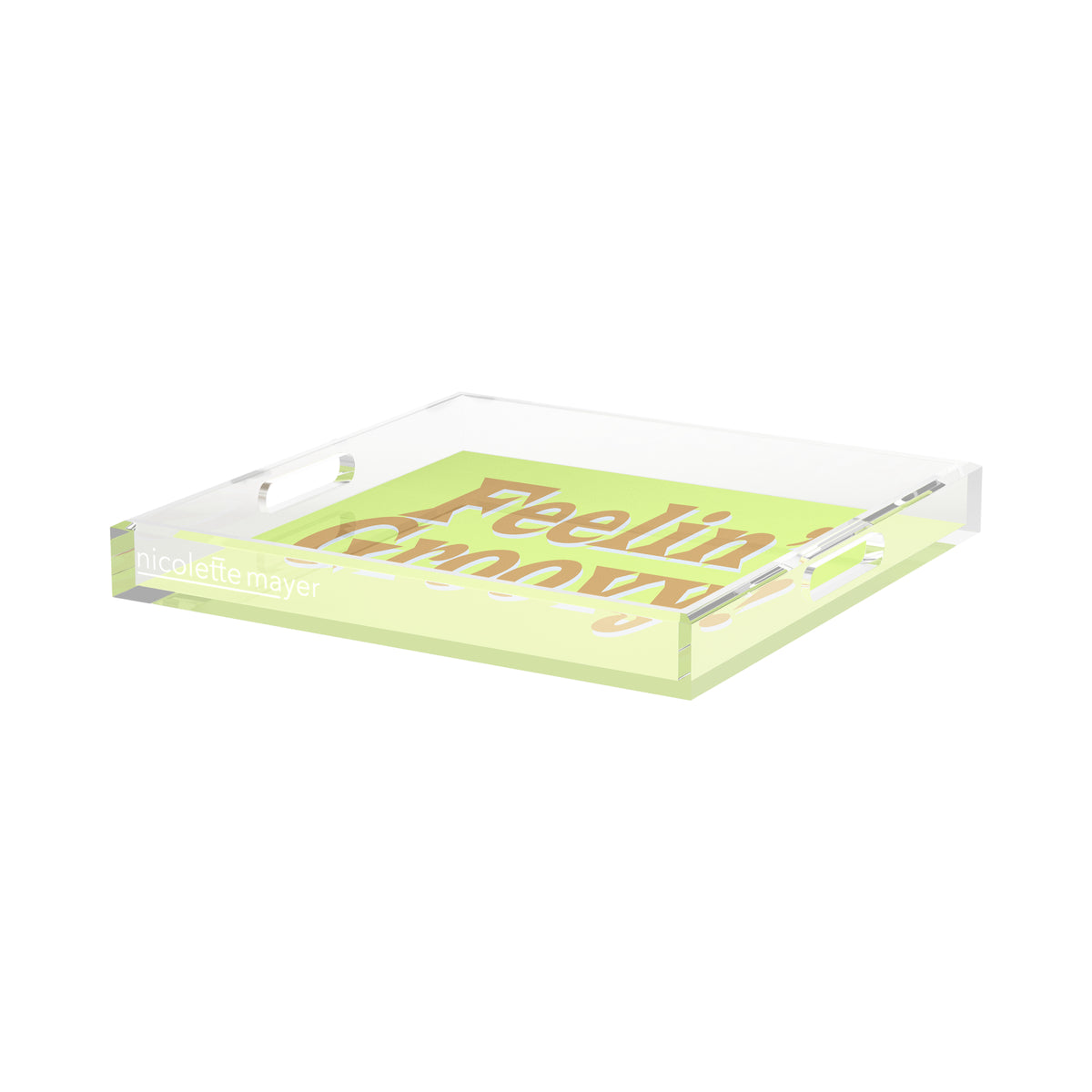 Feelin Groovy Yellow Brown Avocado Acrylic Decorative Tray, 15 x 15 in. by Nicolette Mayer