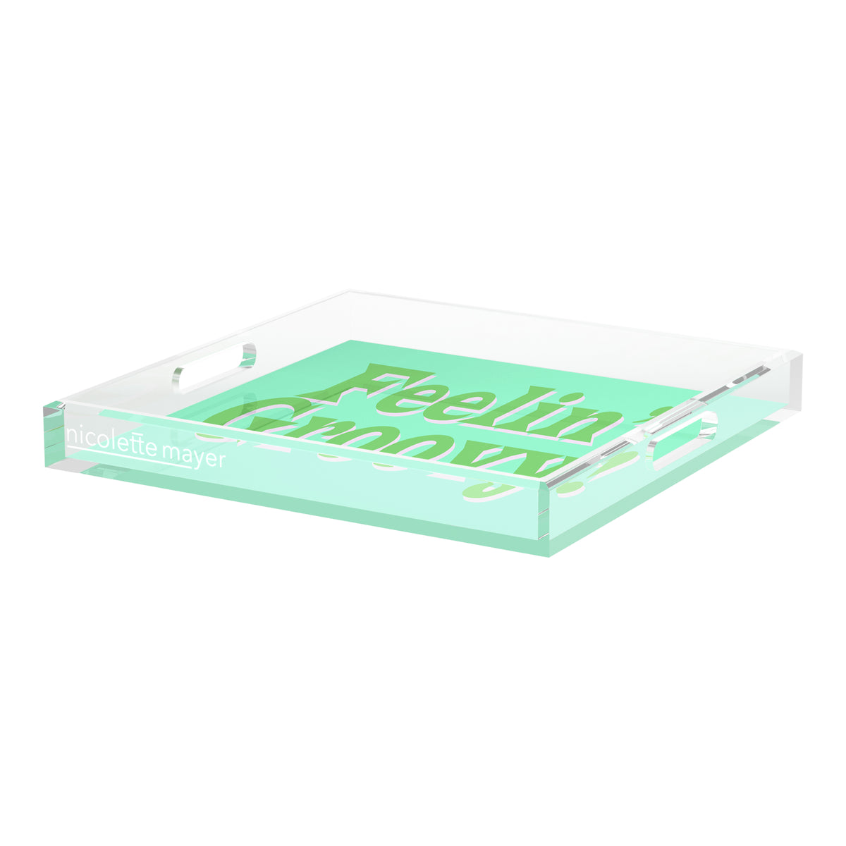 Feelin Groovy Green Pink Avocado Acrylic Decorative Tray, 18 x 18 in. by Nicolette Mayer