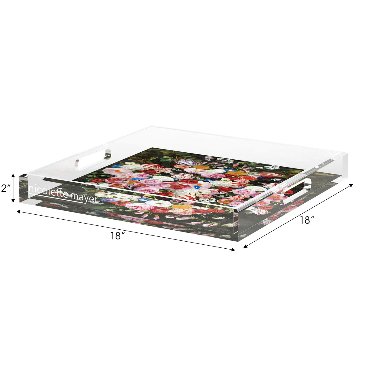 Festoon Flowers Acrylic Decorative Tray, 12 x 12 in. by Nicolette Mayer