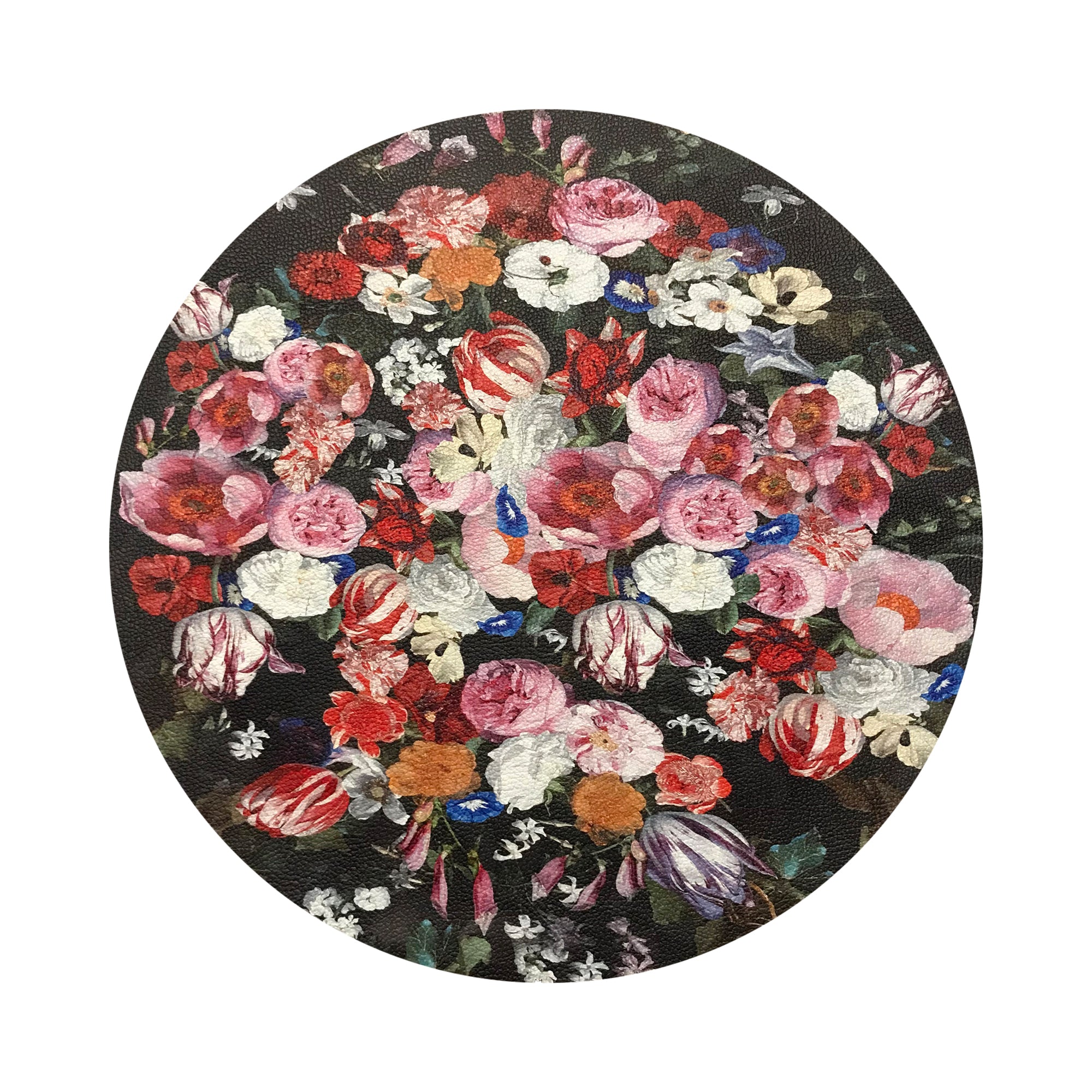 Festoon Flowers Vegan Leather Round Coasters