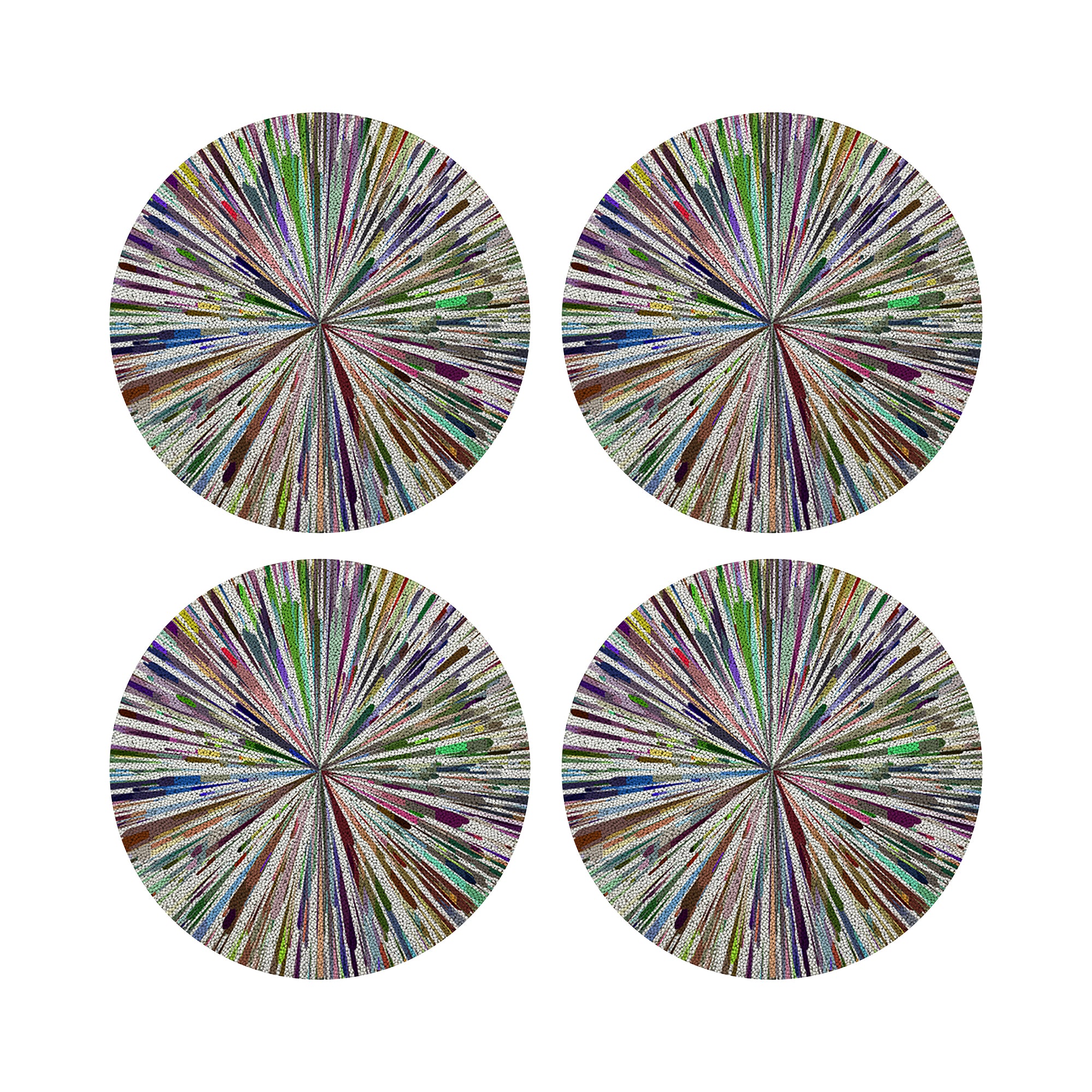 Fireworks White Round Beaded Placemat Smooth