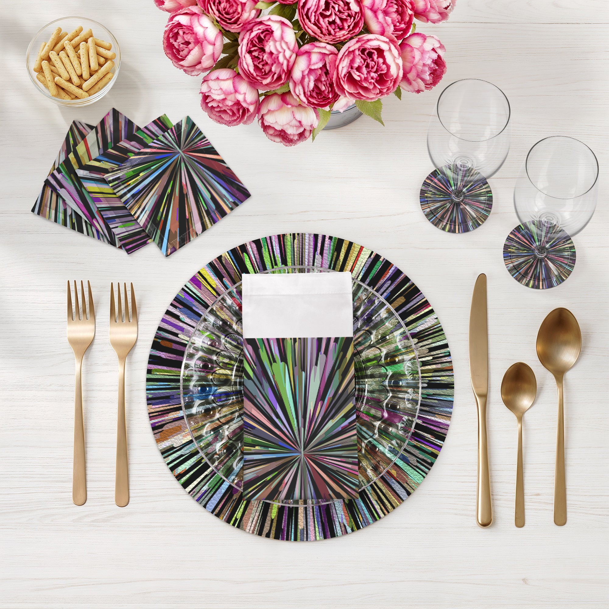 Fireworks Black Vegan Leather Coasters - nicolettemayer.com