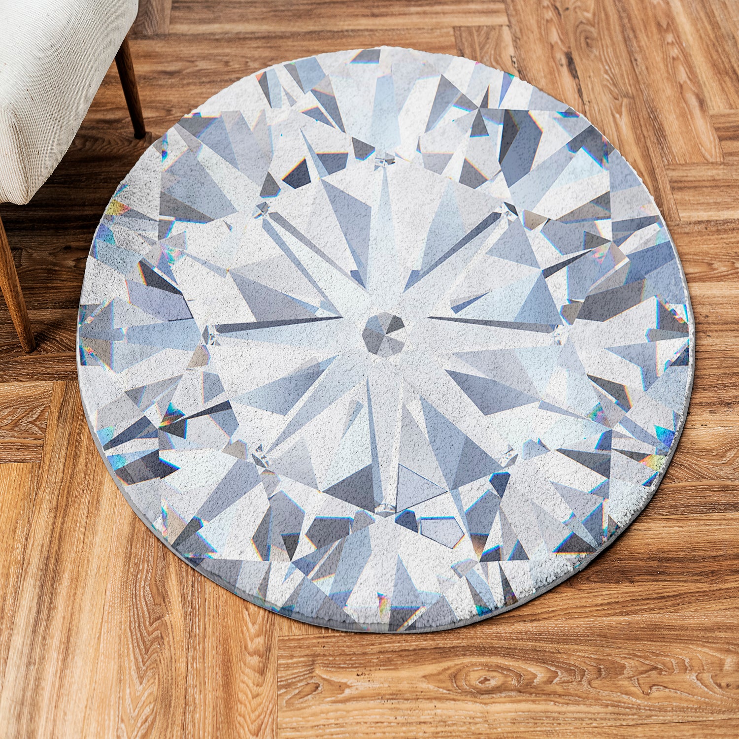 Flawless Ice Round Cloud Washable Rug