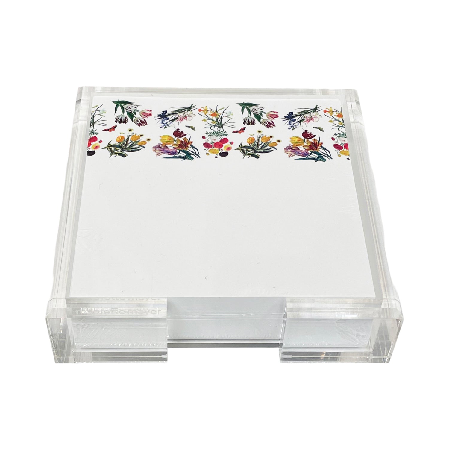 Flora Fauna White Note Cards With Acrylic Holder
