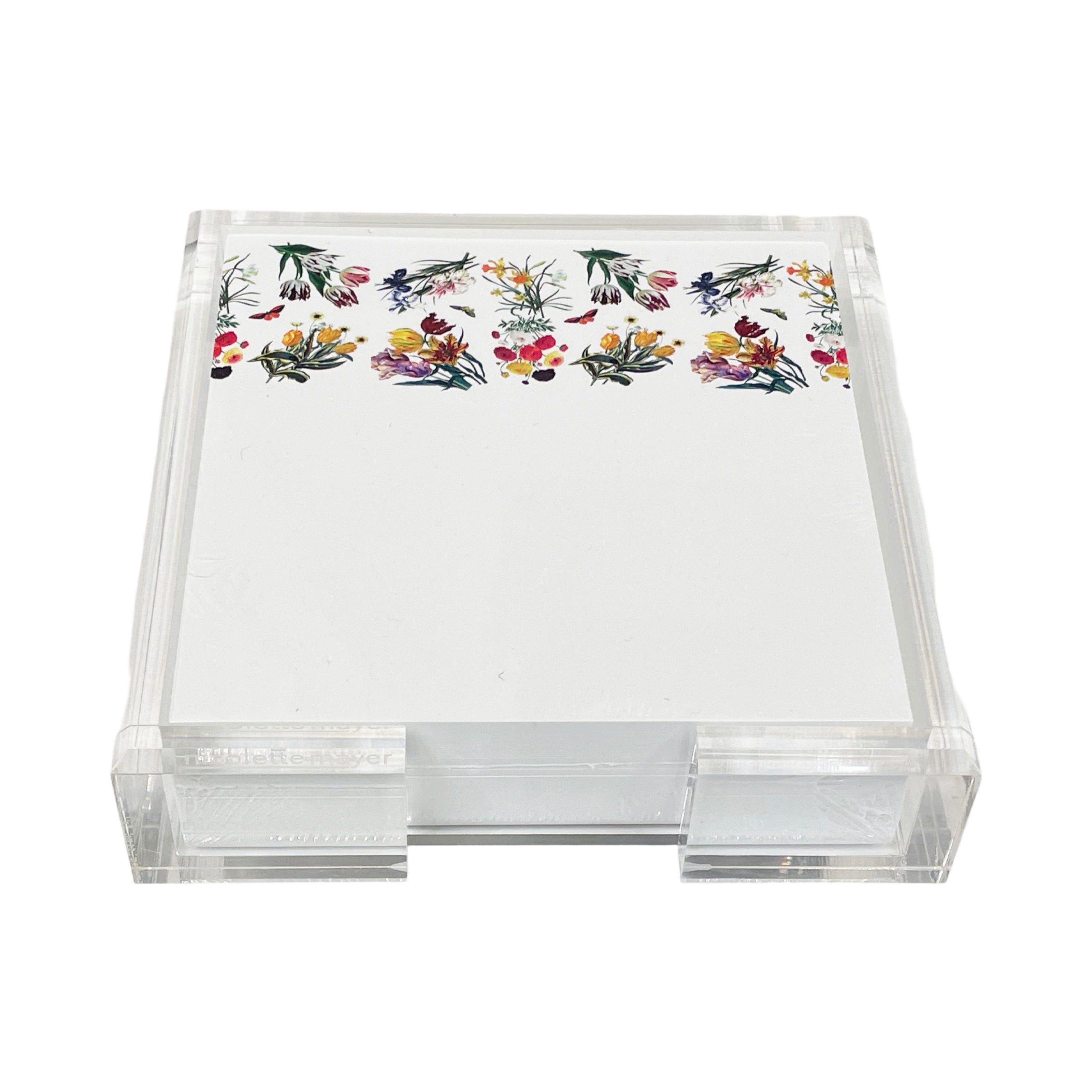 Flora Fauna White Note Cards With Acrylic Holder