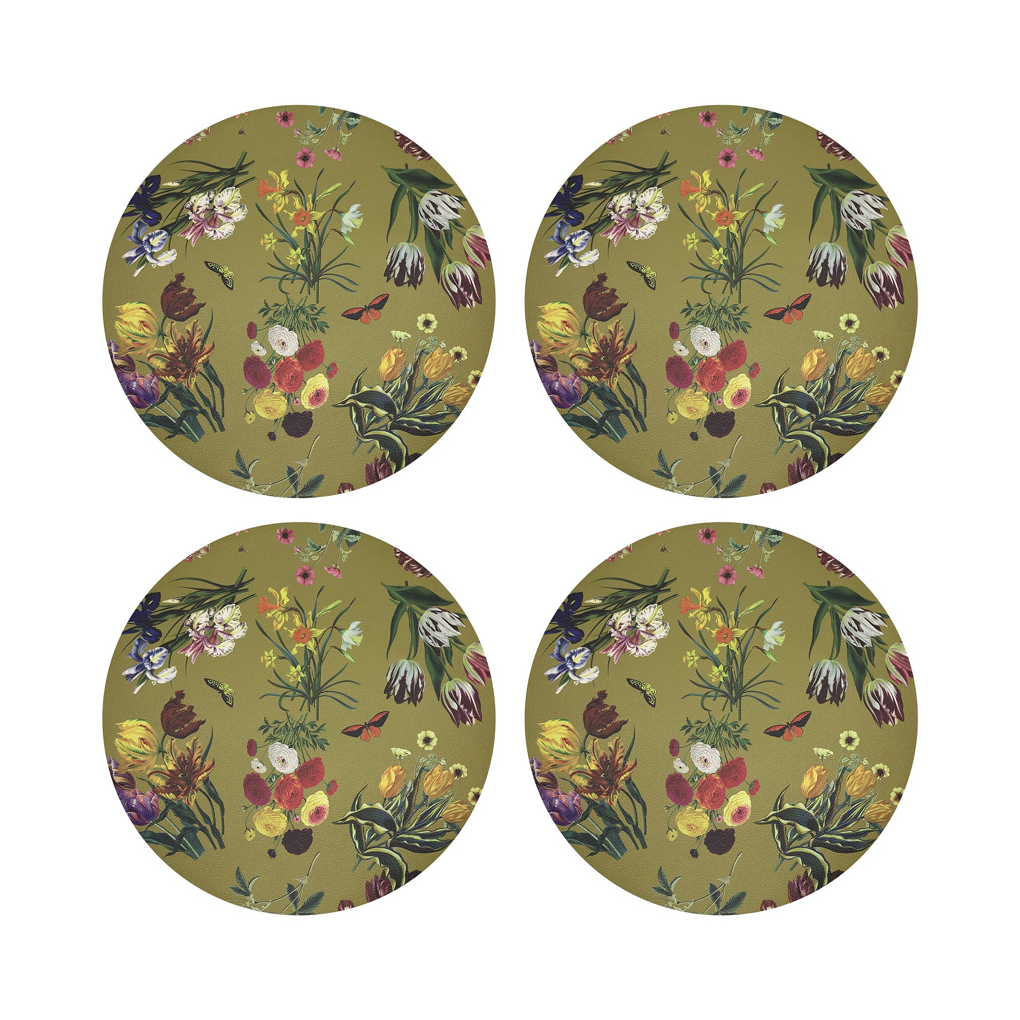 Flora Fauna Acid 16" Round Pebble Placemats, Set of 4 - nicolettemayer.com