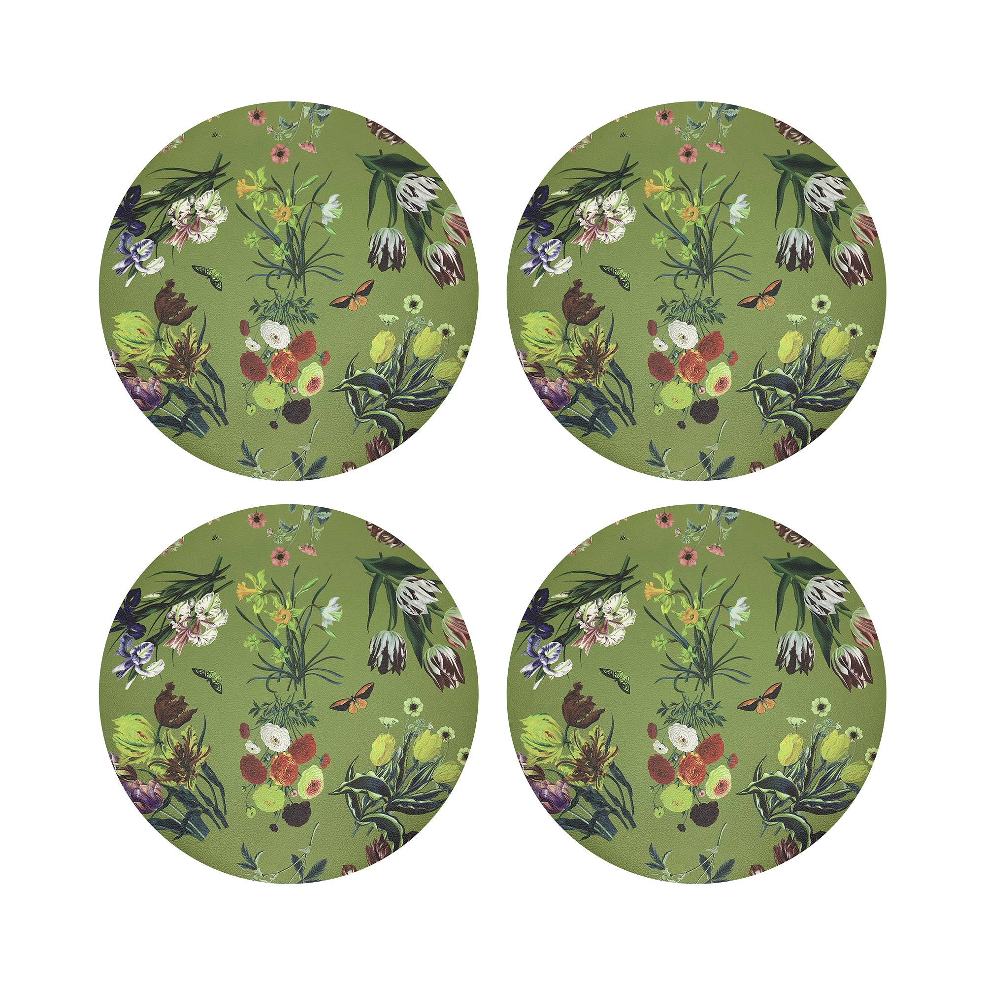 Flora Fauna Fontana 16" Round Pebble Placemats, Set of 4 - nicolettemayer.com