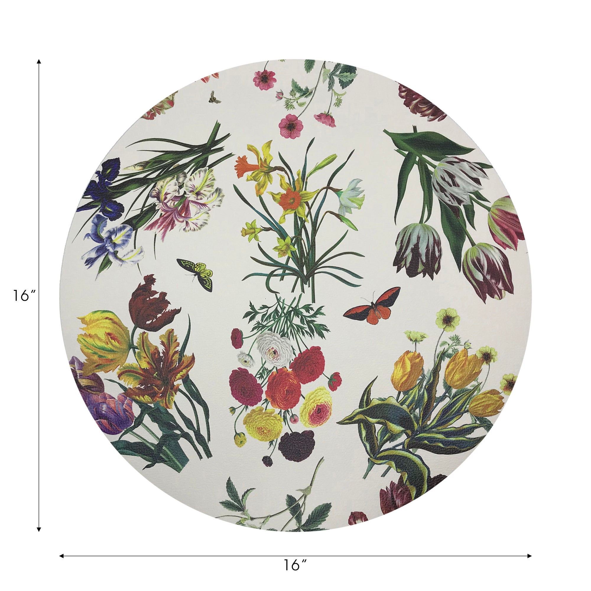 Flora Fauna White 16" Round Pebble Placemats, Set of 4 - nicolettemayer.com