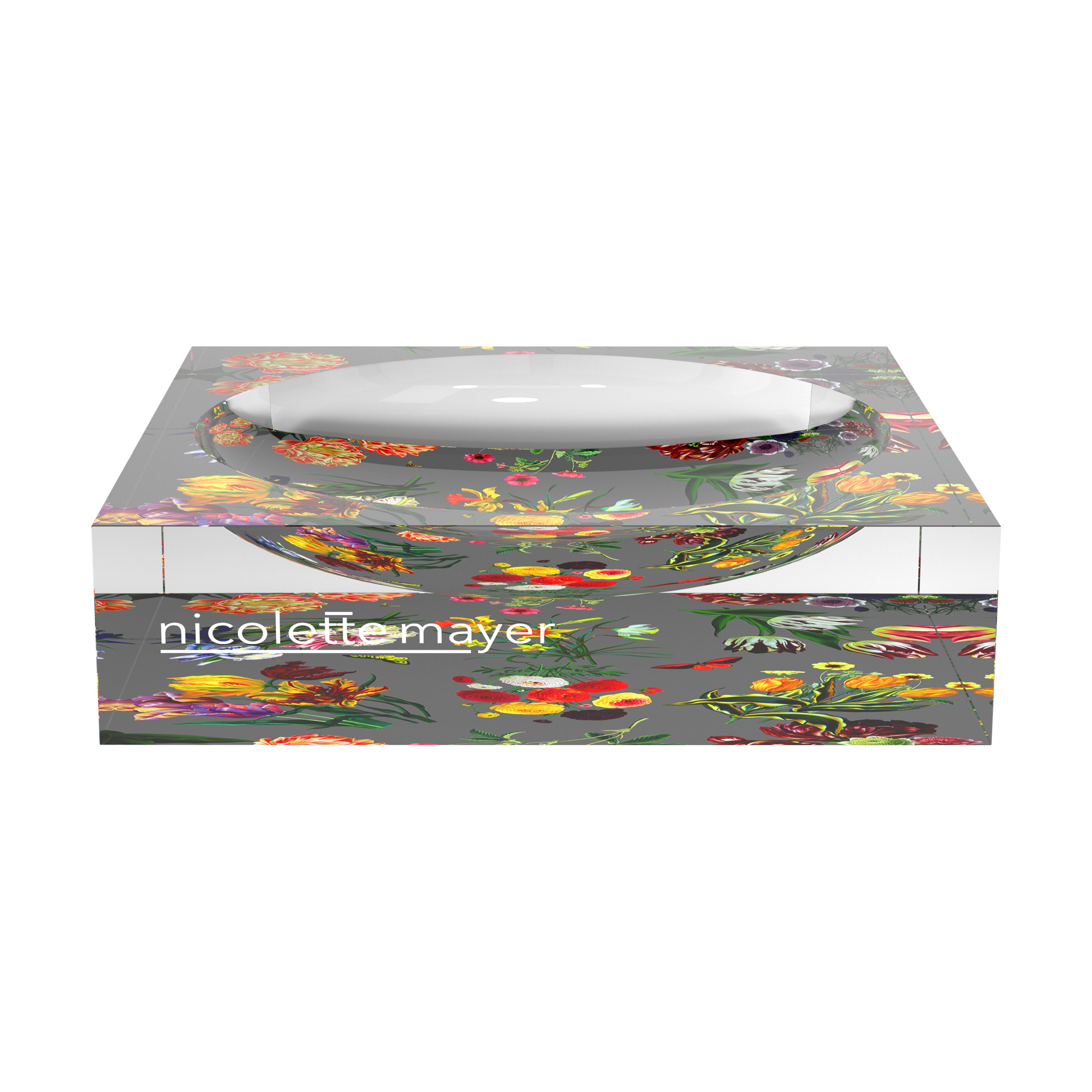 Flora Fauna Gray Acrylic Candy Catchall Dish