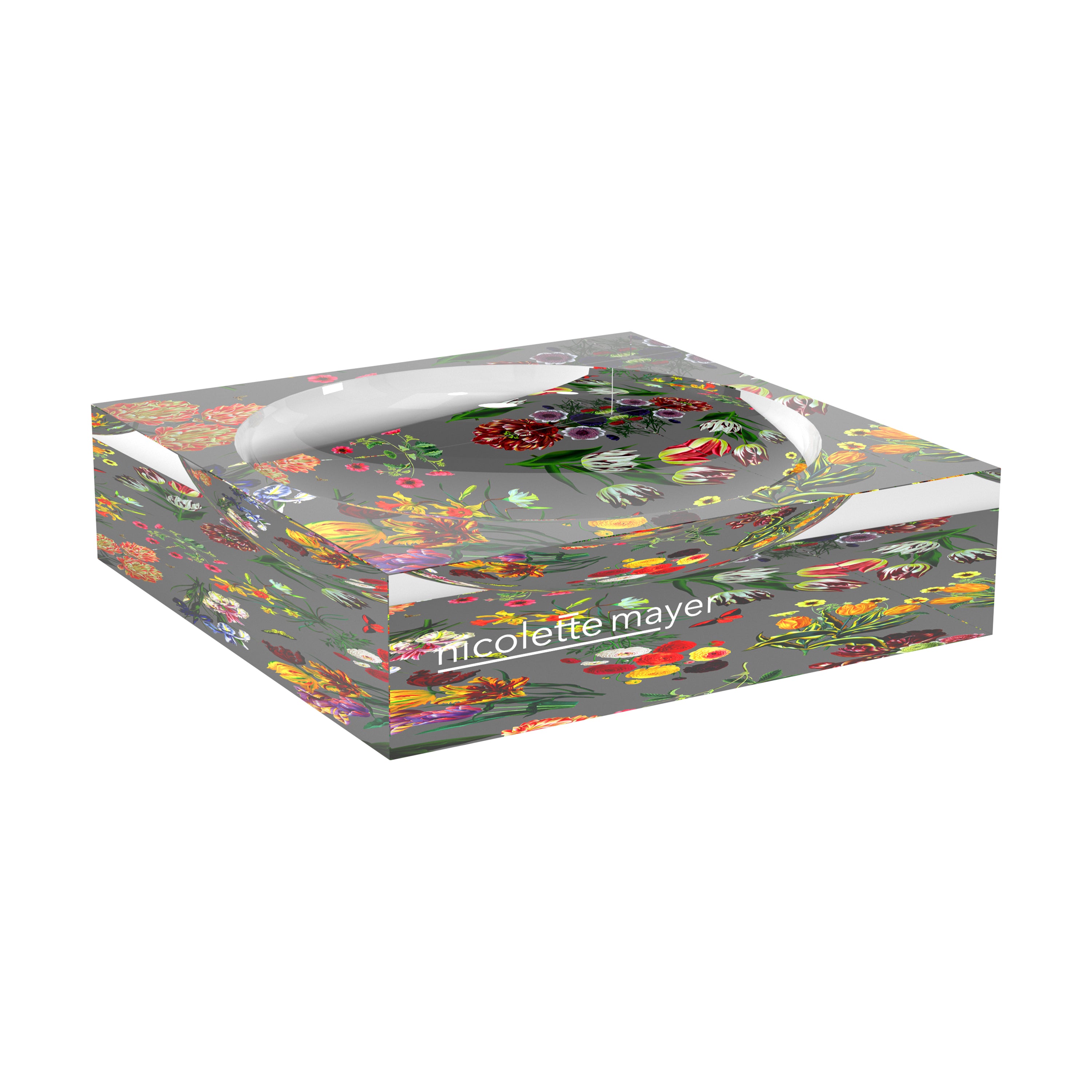 Flora Fauna Gray Acrylic Candy Catchall Dish - nicolettemayer.com