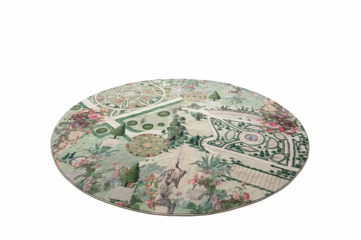 Chateau Garden Plan Round Washable Rug - nicolettemayer.com