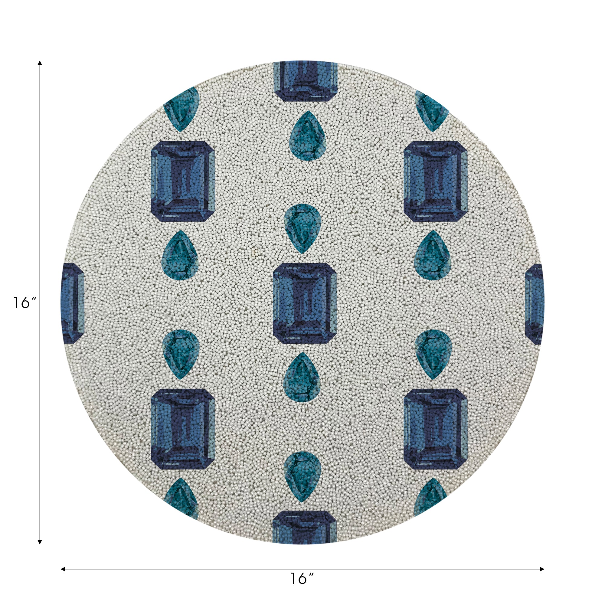 Gem Sapphires White Round Beaded Placemat Smooth