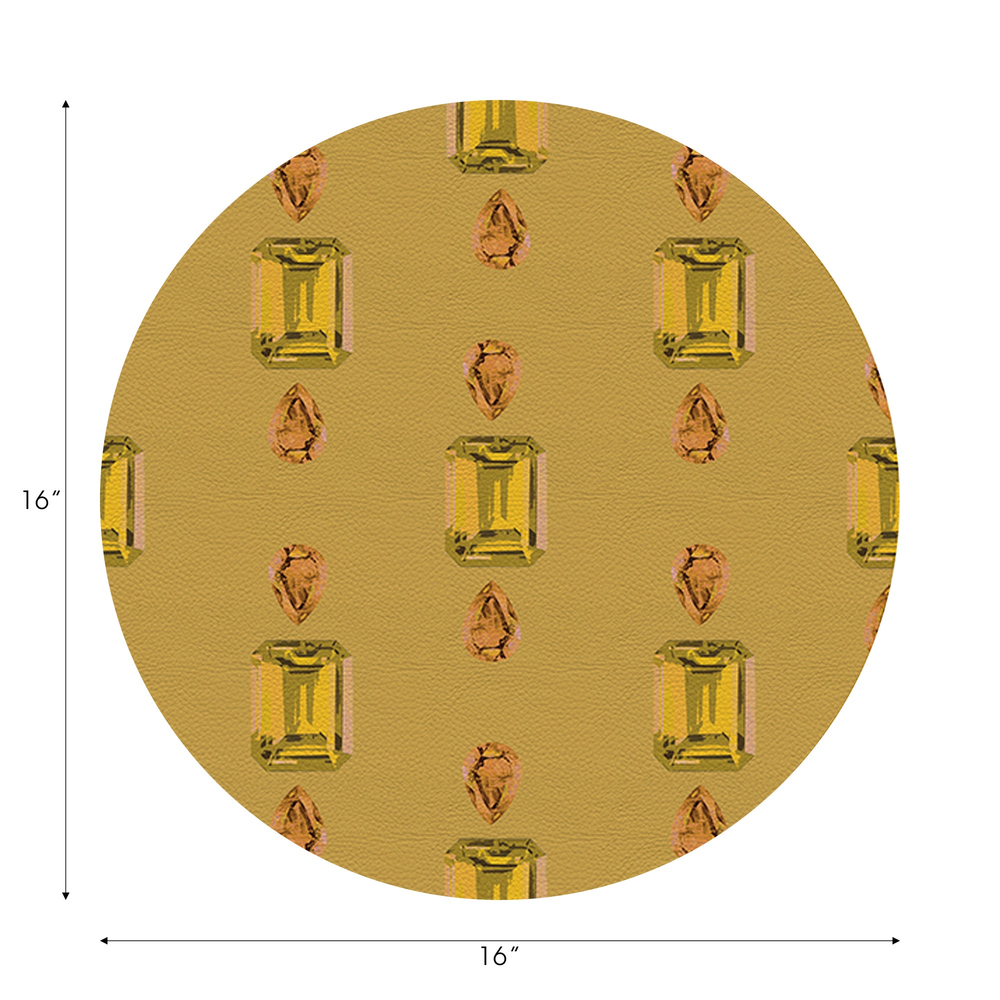Gem Citrines And Sapphires Vegan Leather Round Pebble Placemat - nicolettemayer.com