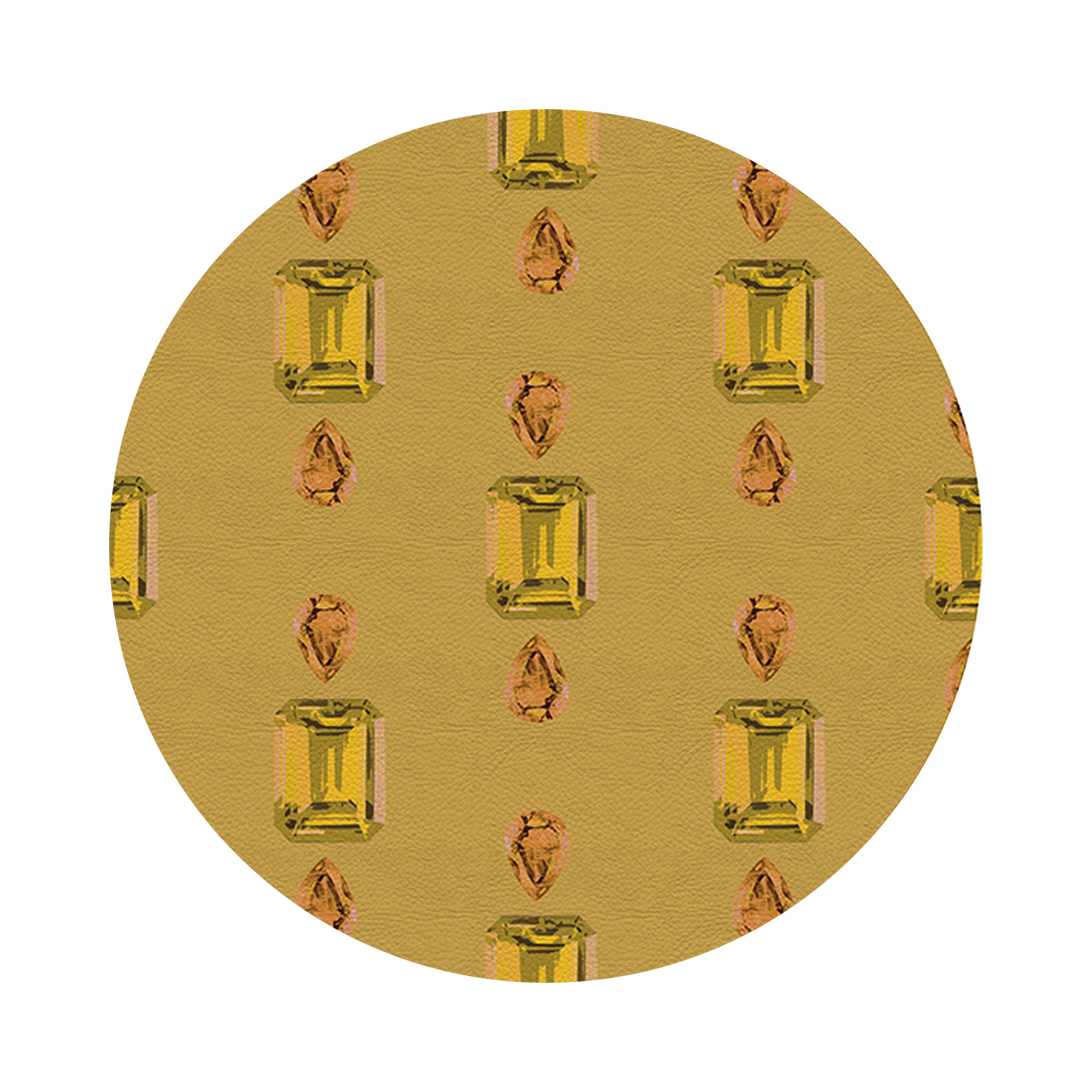 Gem Citrines And Sapphires Vegan Leather Round Pebble Placemat - nicolettemayer.com