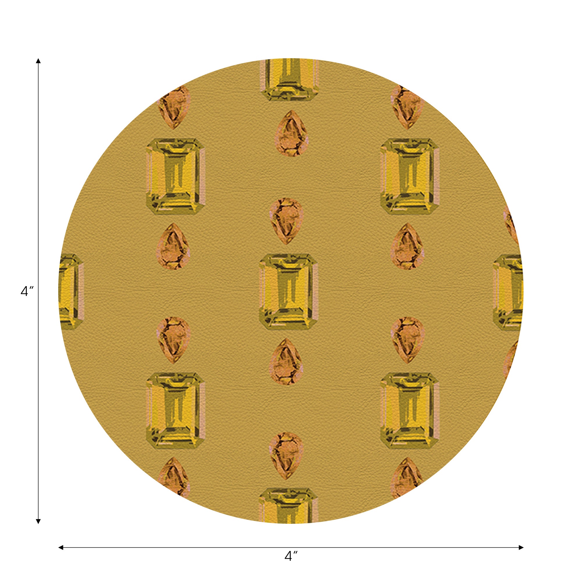 Gem Citrines And Sapphires Gold Vegan Leather Round Coasters