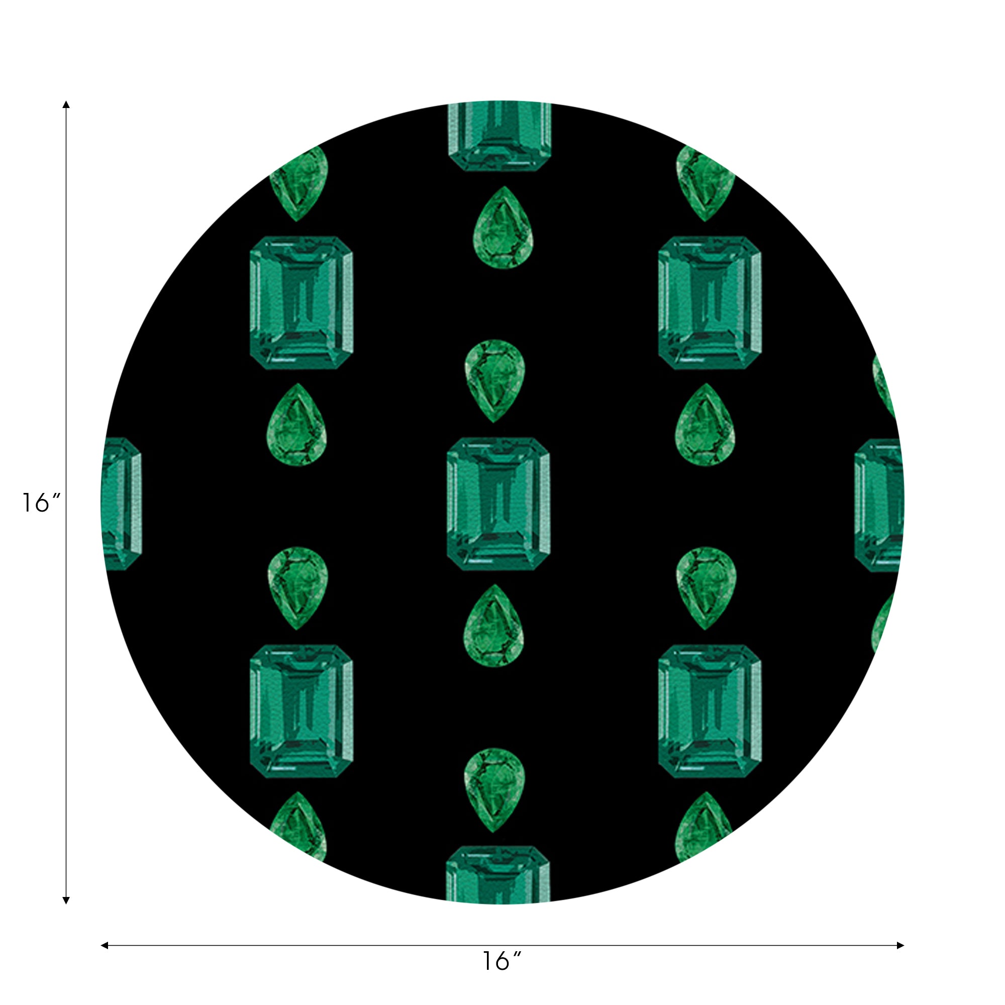 Gem Emeralds Black Vegan Leather Round Pebble Placemat - nicolettemayer.com