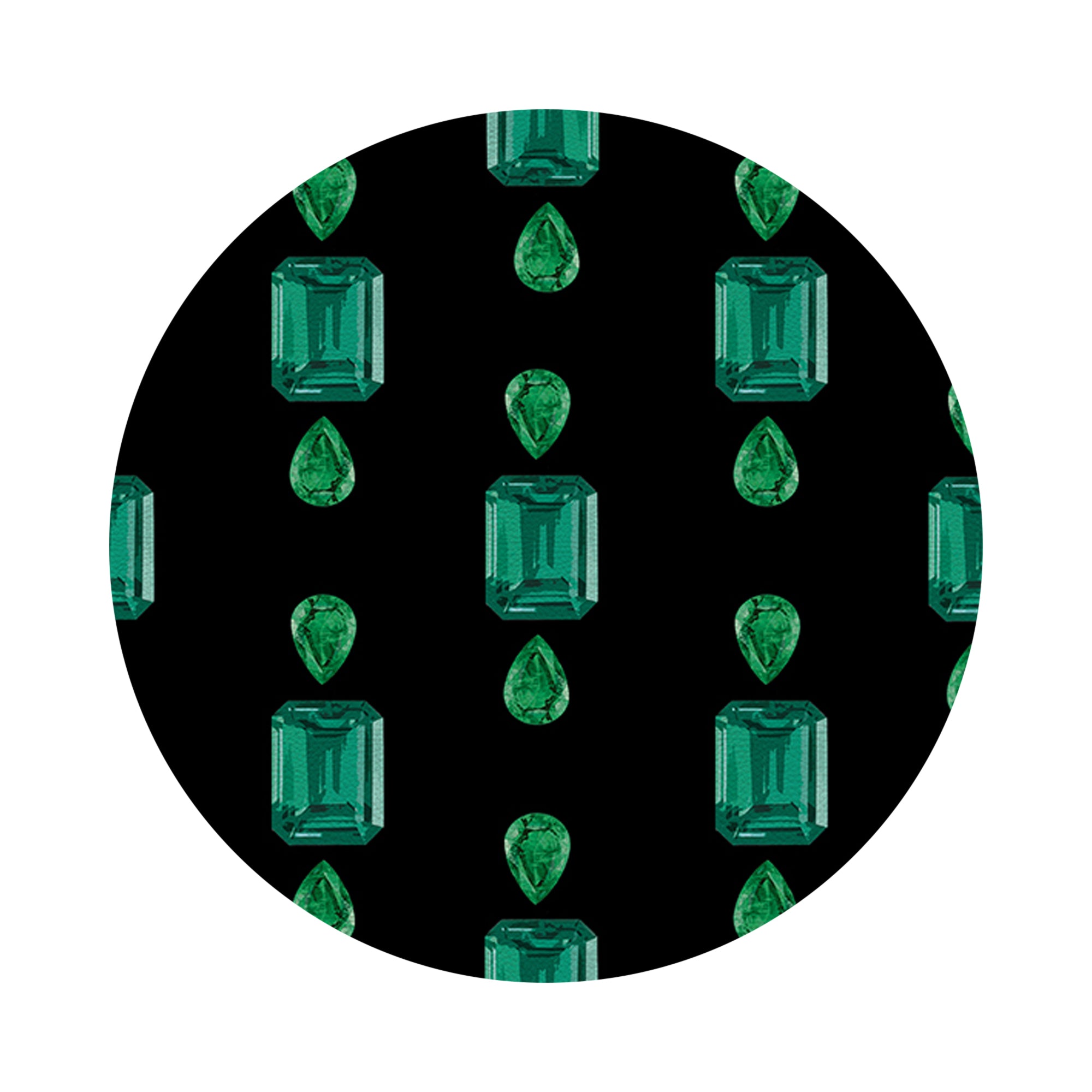 Gem Emeralds Black Vegan Leather Round Pebble Placemat - nicolettemayer.com