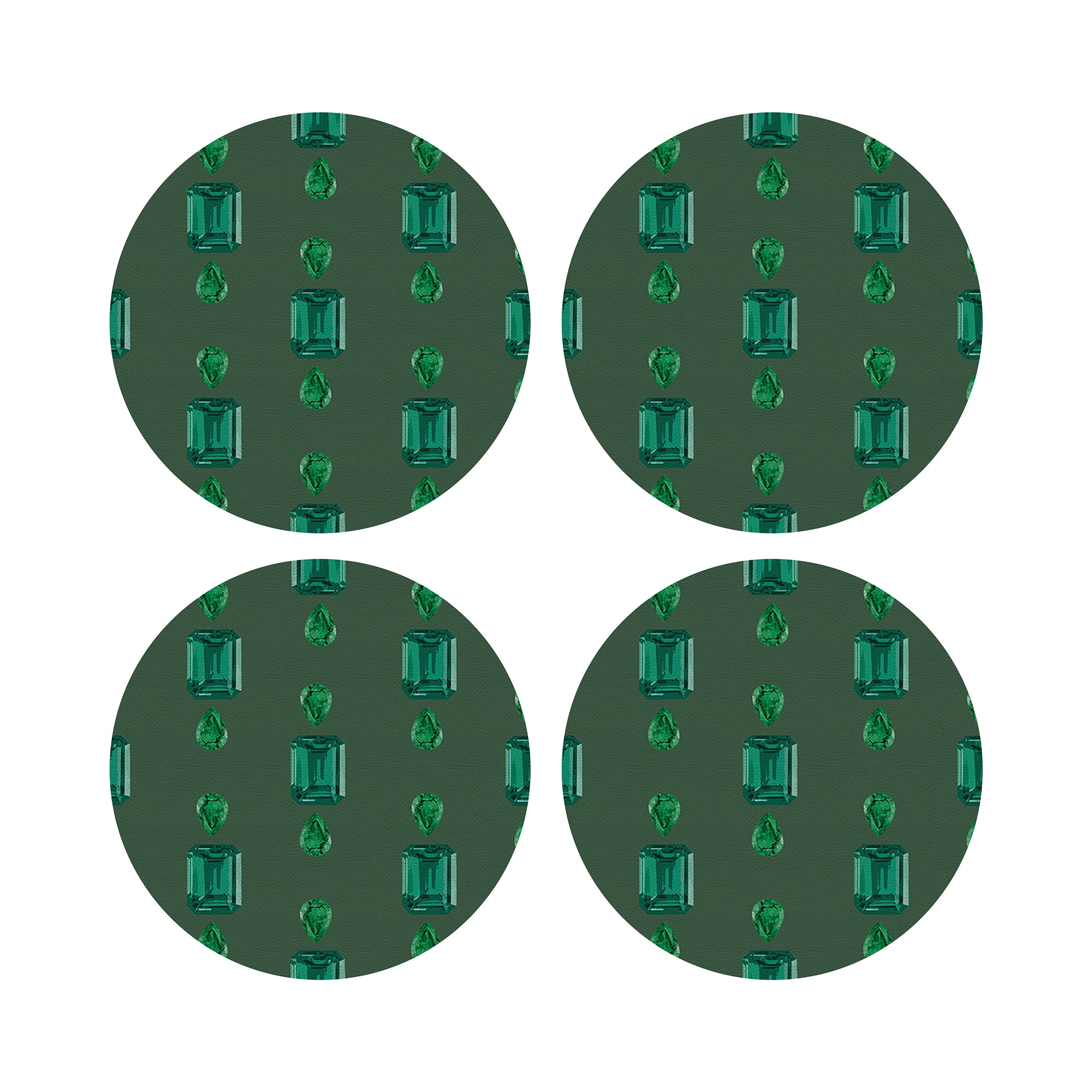 Gem Emeralds Evergreen 16" Round Pebble Placemats, Set of 4 - nicolettemayer.com
