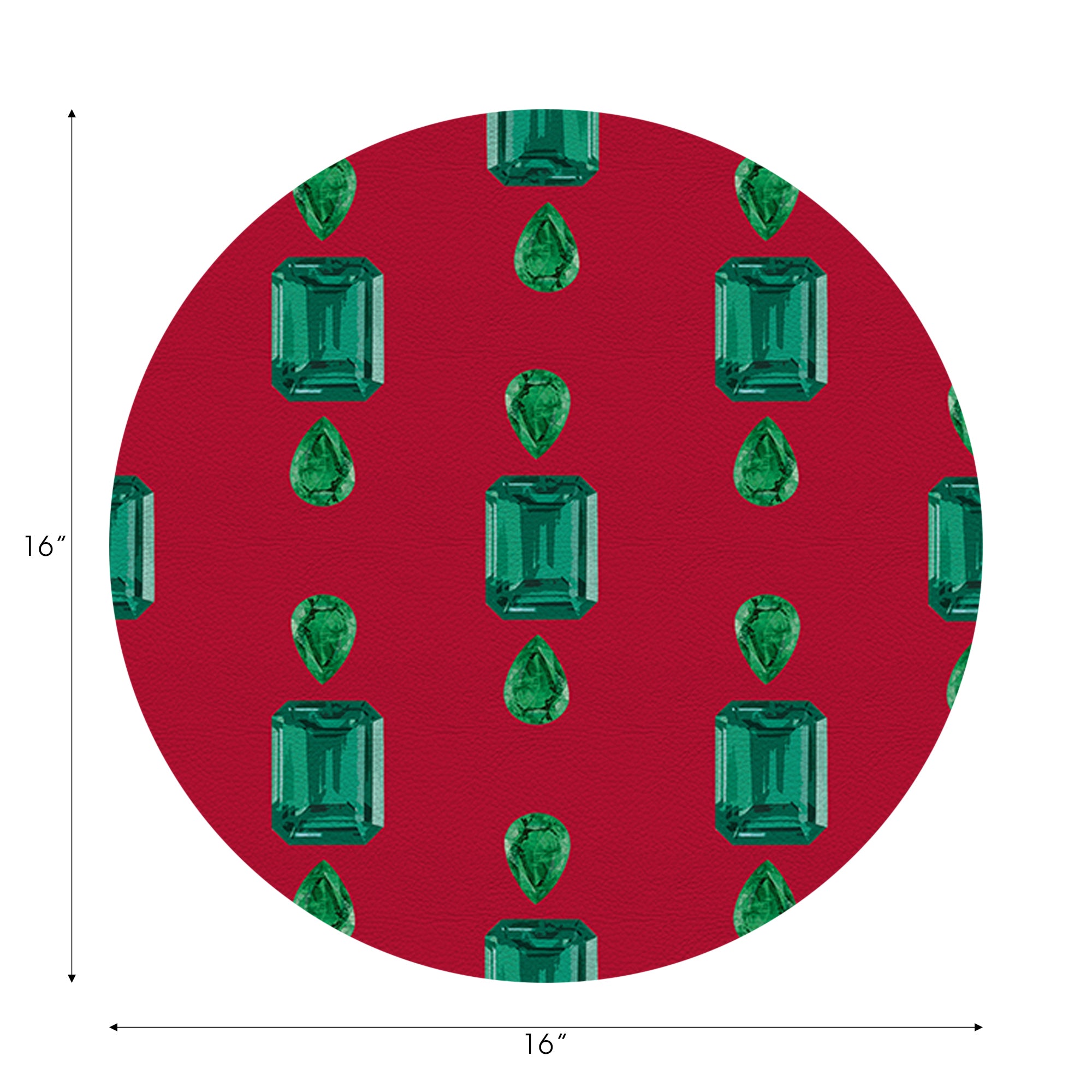 Gem Emeralds Red Vegan Leather Round Pebble Placemat