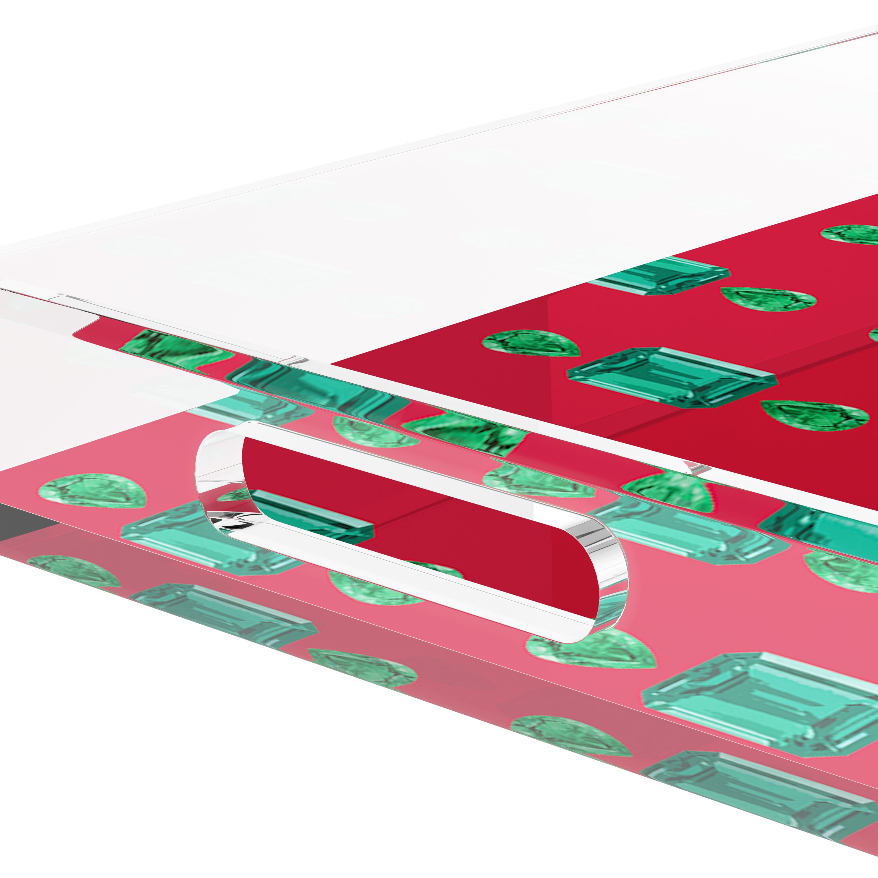Gem Emeralds Red 17X10.5 Acrylic Tray - nicolettemayer.com