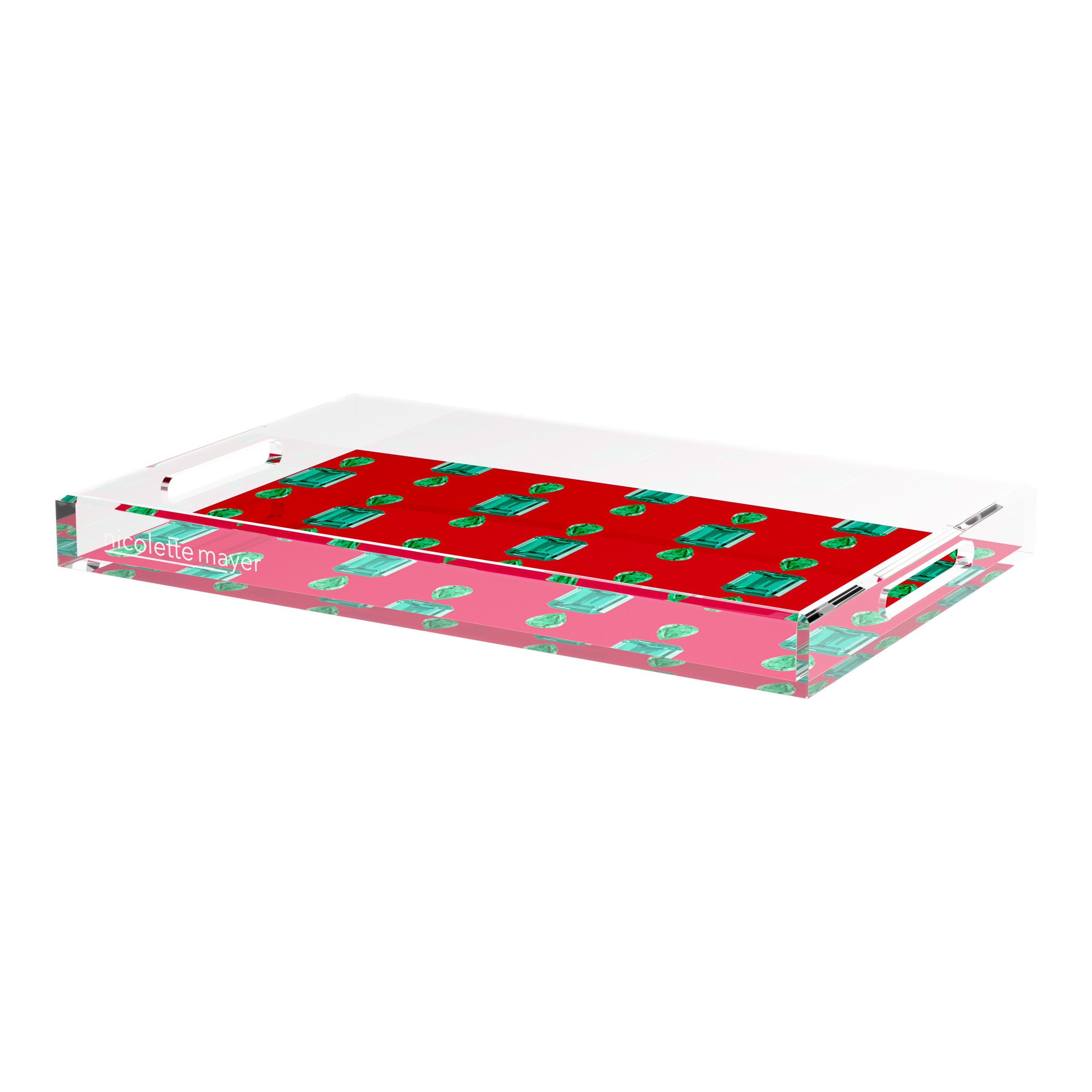 Gem Emeralds Red 22.5X14.5 Acrylic Tray - nicolettemayer.com