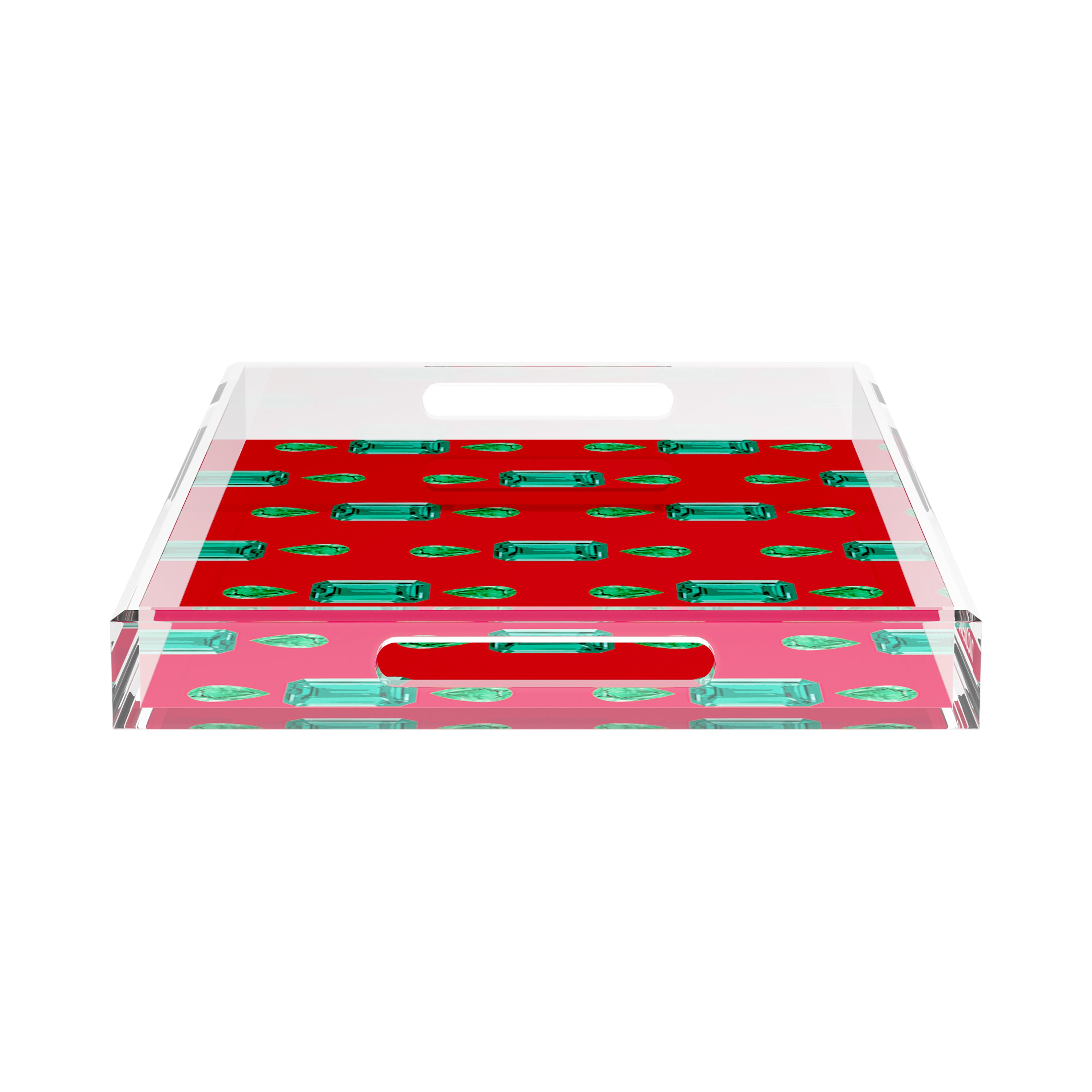 Gem Emeralds Red 22.5X14.5 Acrylic Tray - nicolettemayer.com