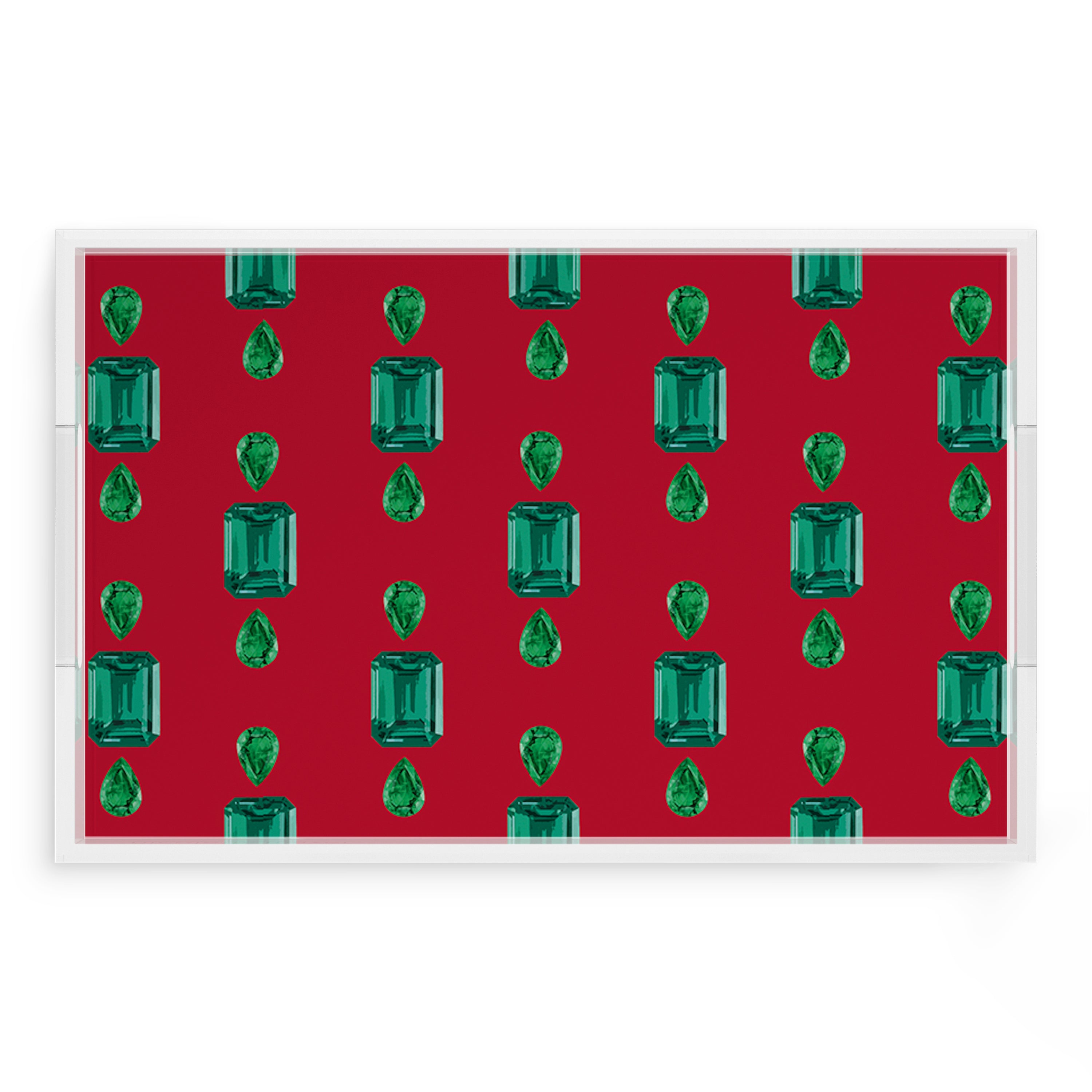 Gem Emeralds Red 22.5X14.5 Acrylic Tray - nicolettemayer.com