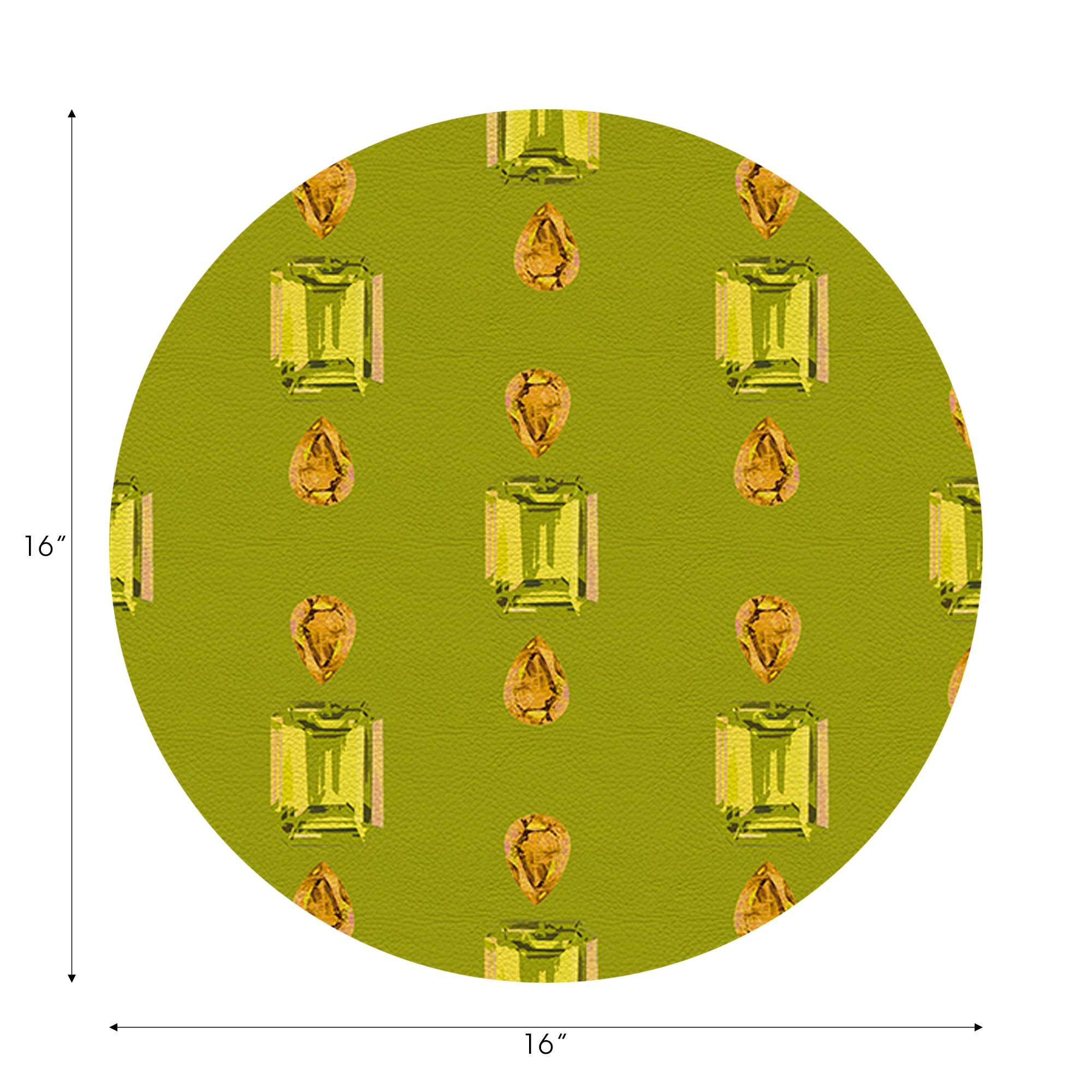 Gem Peridot Acid 16" Runde Kieselstein-Tischsets, 4er-Set