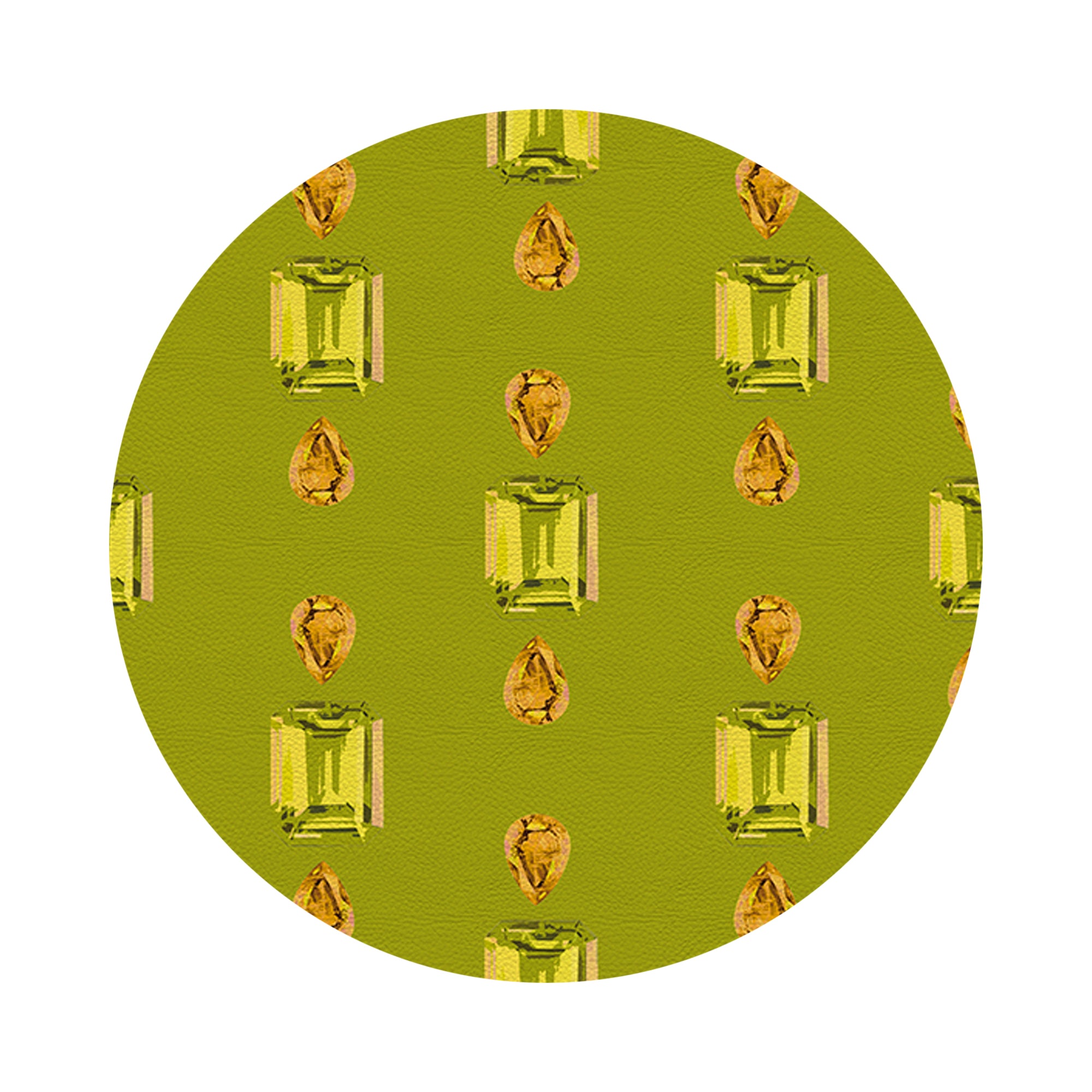 Gem Peridot Acid Vegan Leather Round Pebble Placemat - nicolettemayer.com