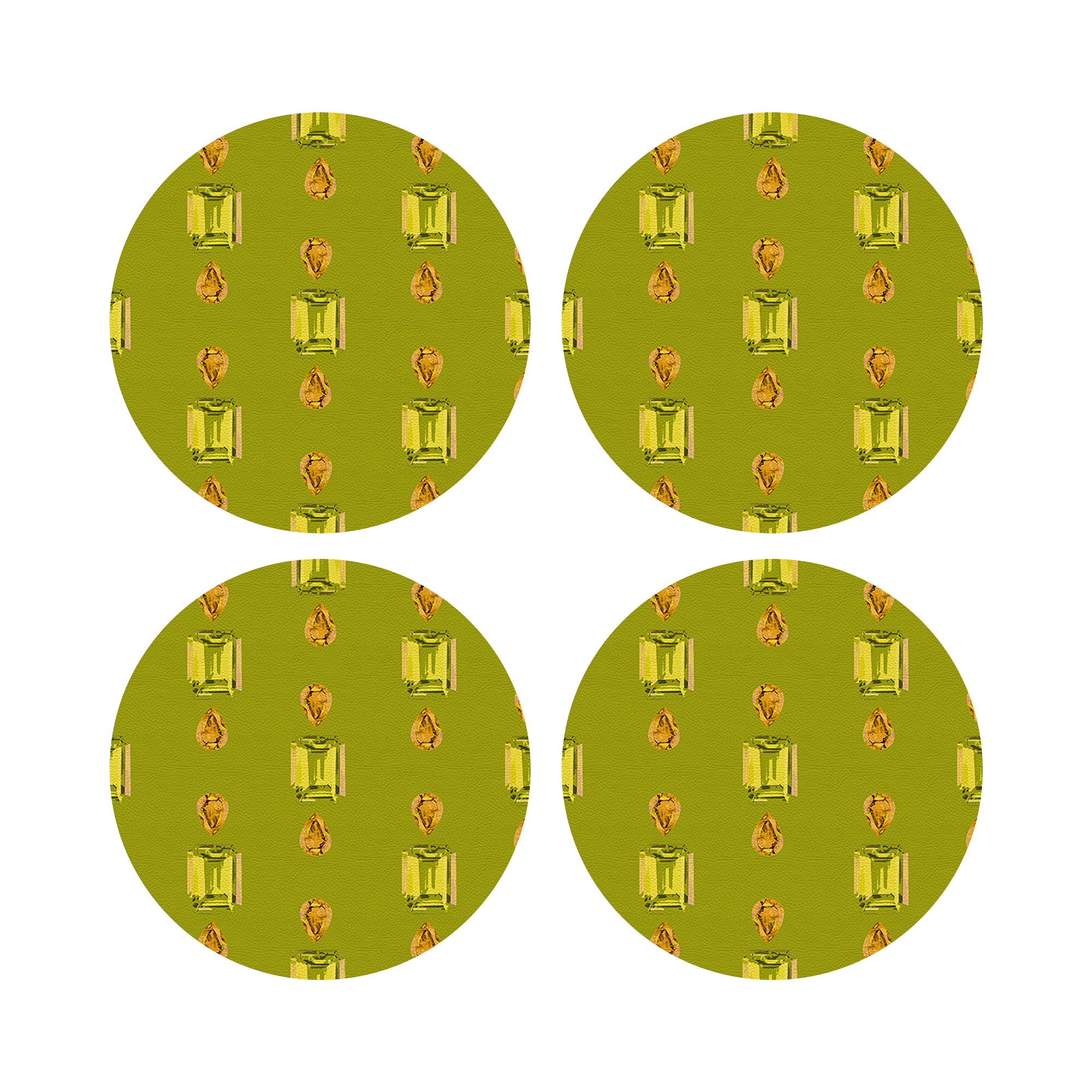 Gem Peridot Acid Vegan Leather Round Pebble Placemat - nicolettemayer.com