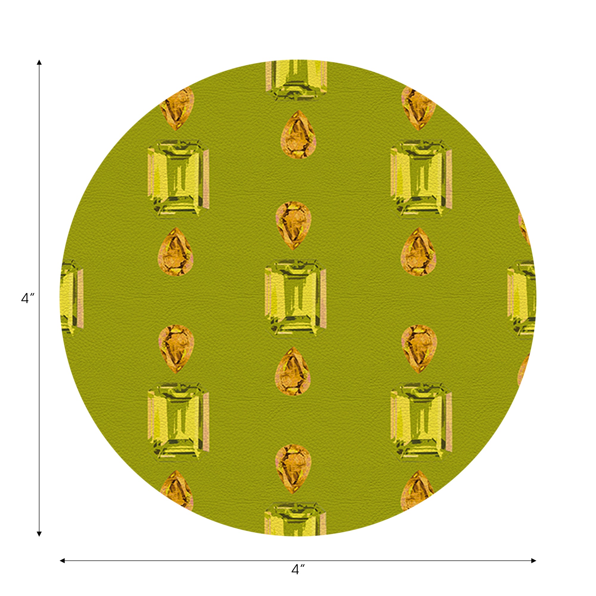 Gem Peridot Acid Vegan Leather Round Coasters
