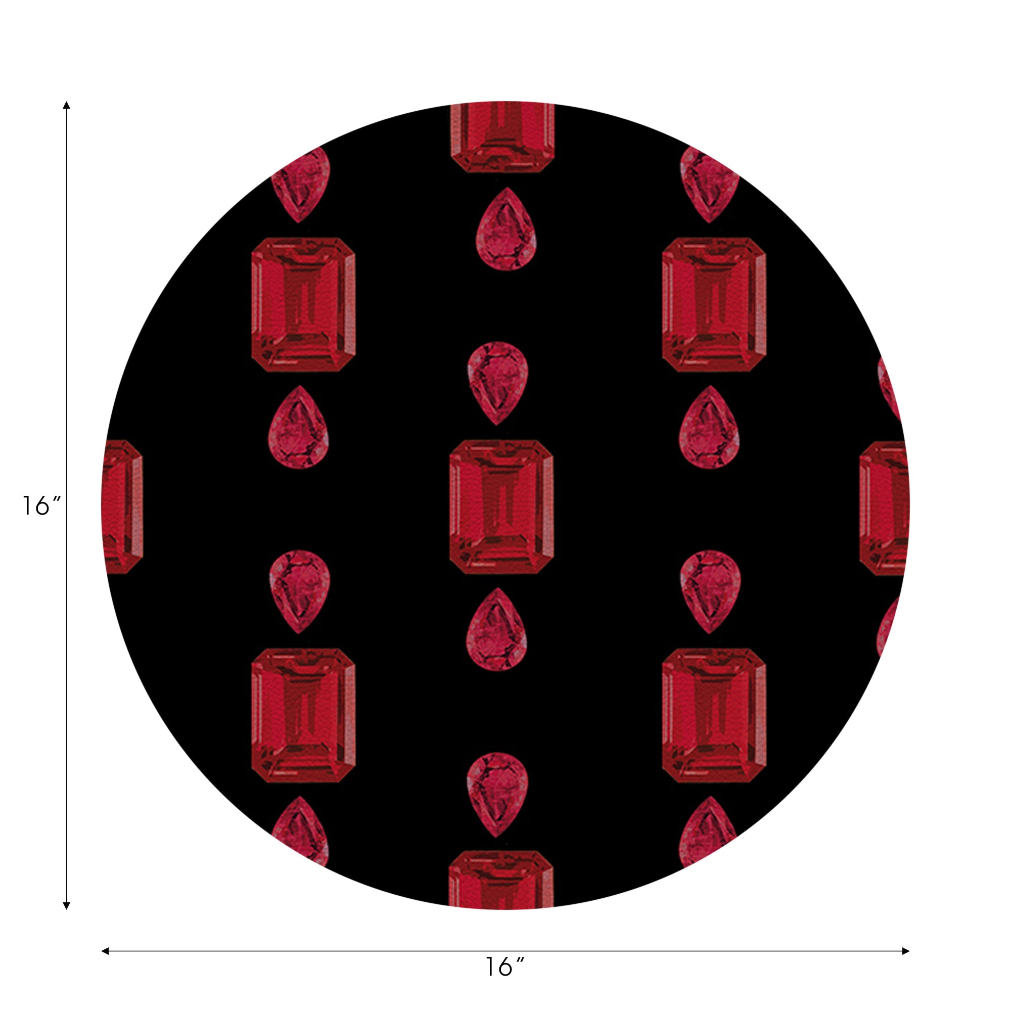 Gem Rubys Black Vegan Leather Round Pebble Placemat