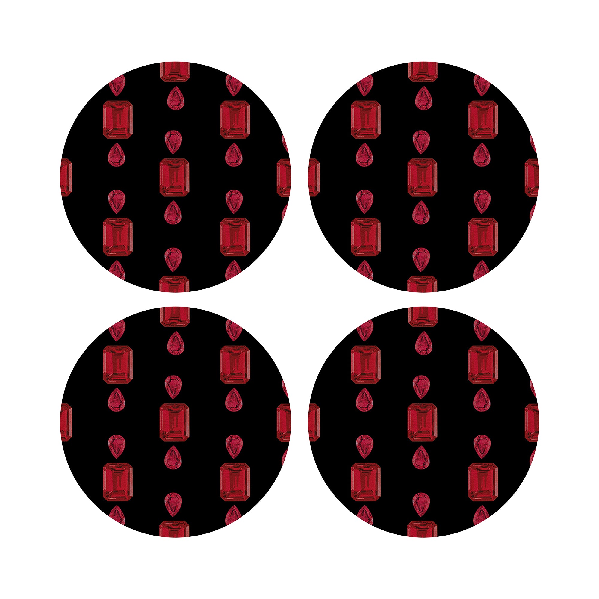 Gem Rubys Black 16" Round Pebble Placemats, Set of 4 - nicolettemayer.com