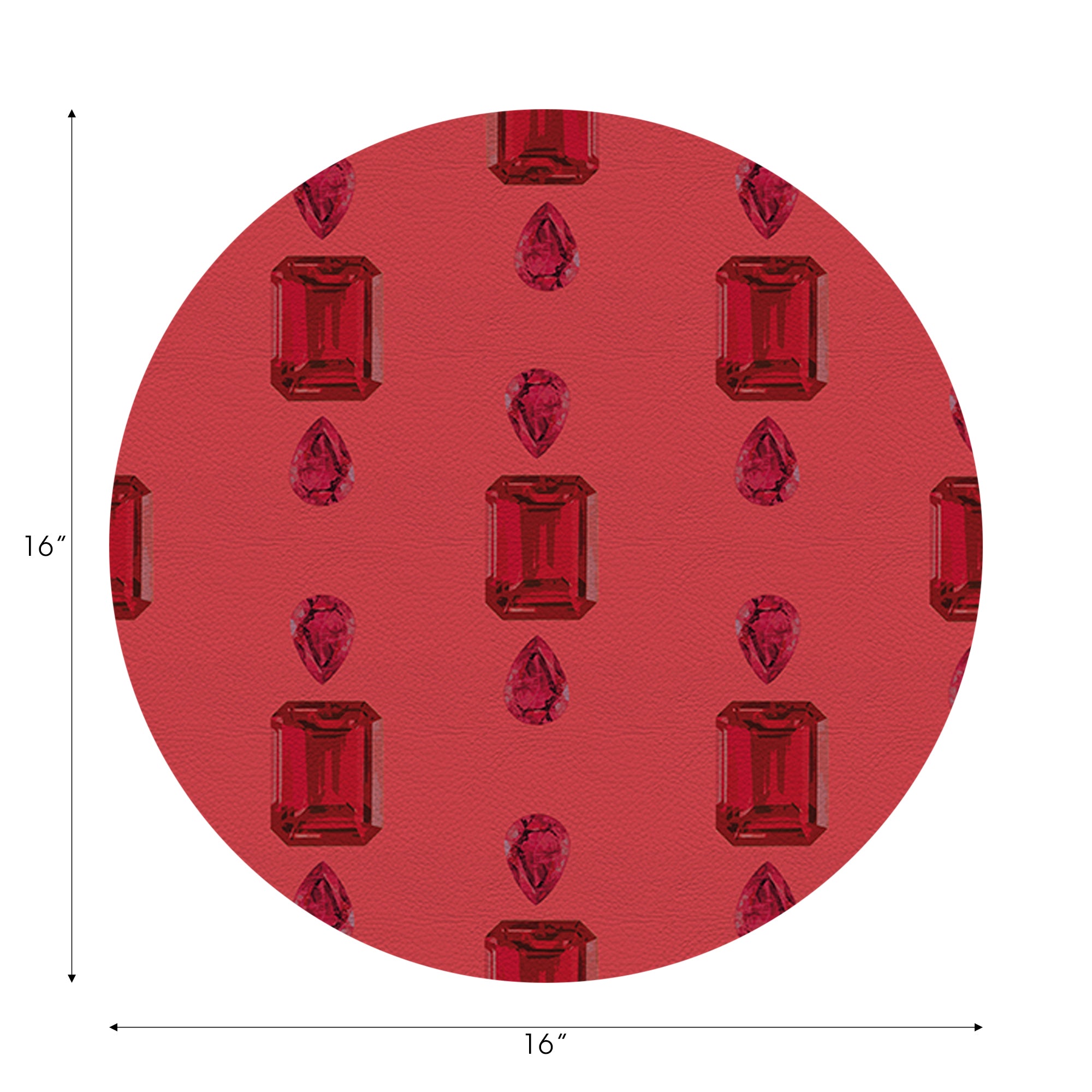 Gem Rubys Crimson Vegan Leather Round Pebble Placemat